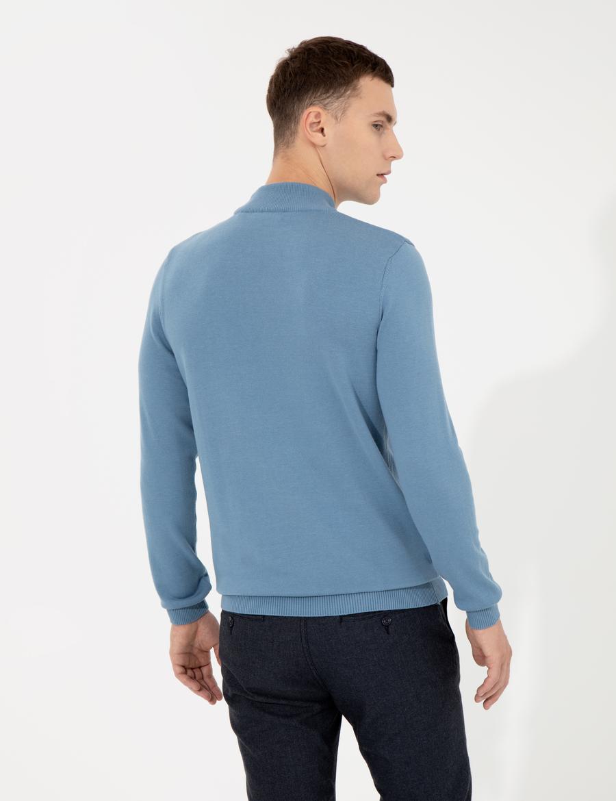 Mavi Slim Fit Yarım Balıkçı Yaka Basic Triko Kazak