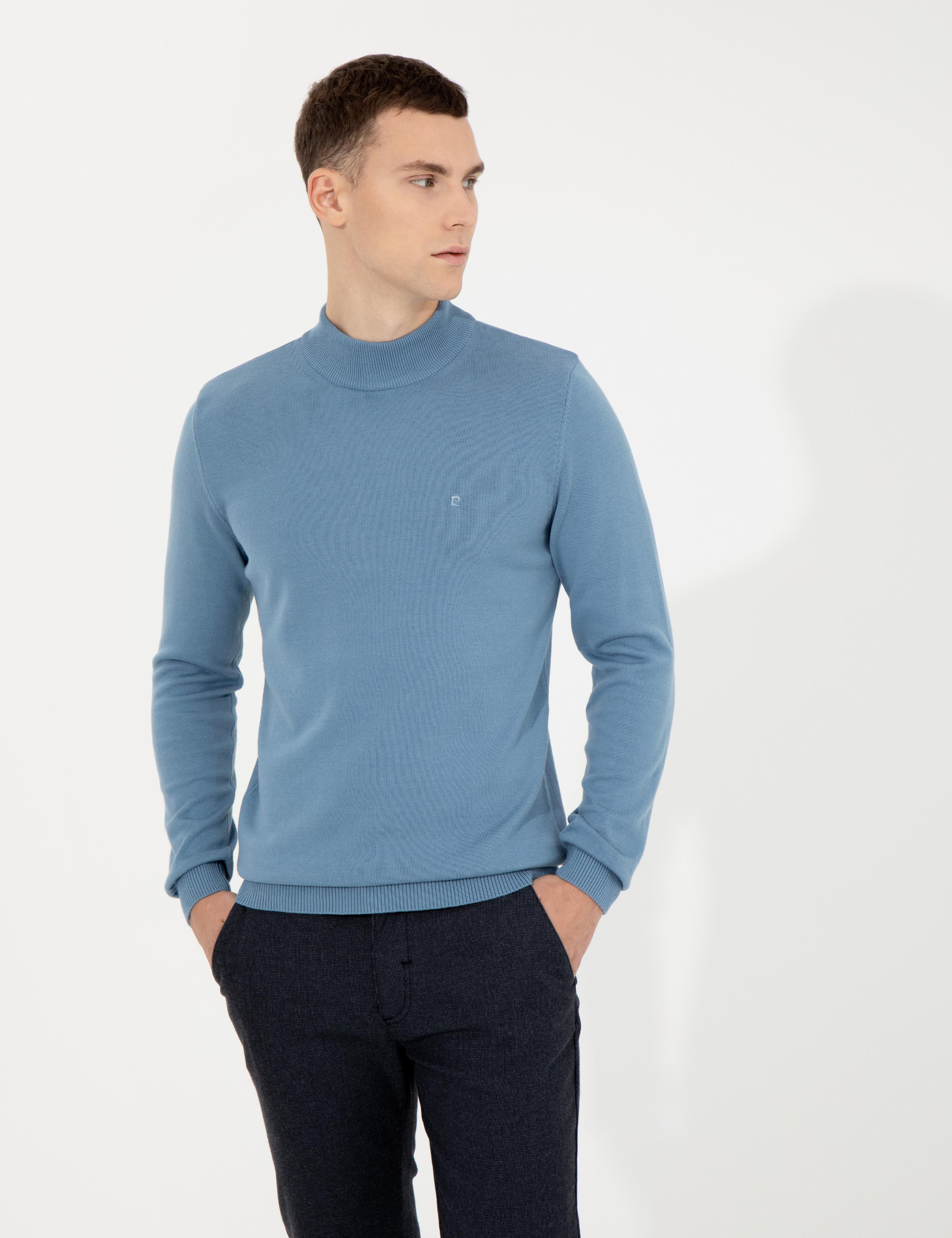 Mavi Slim Fit Yarım Balıkçı Yaka Basic Triko Kazak