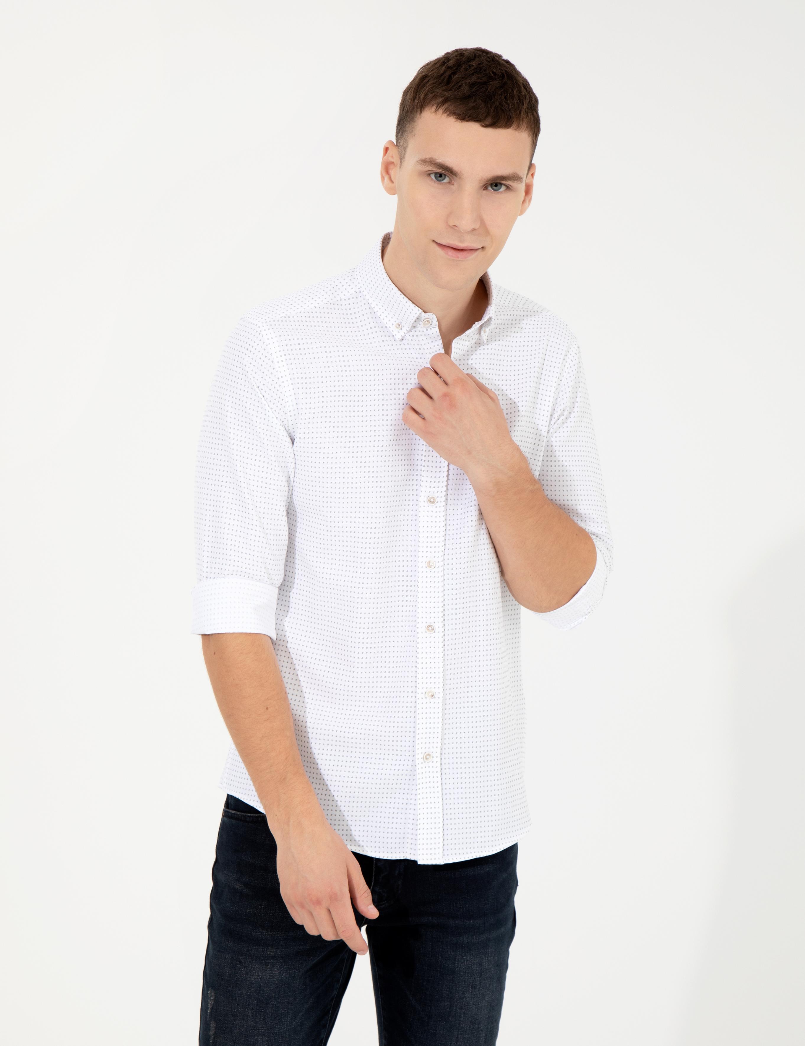 Haki Slim Fit Uzun Kollu Gömlek