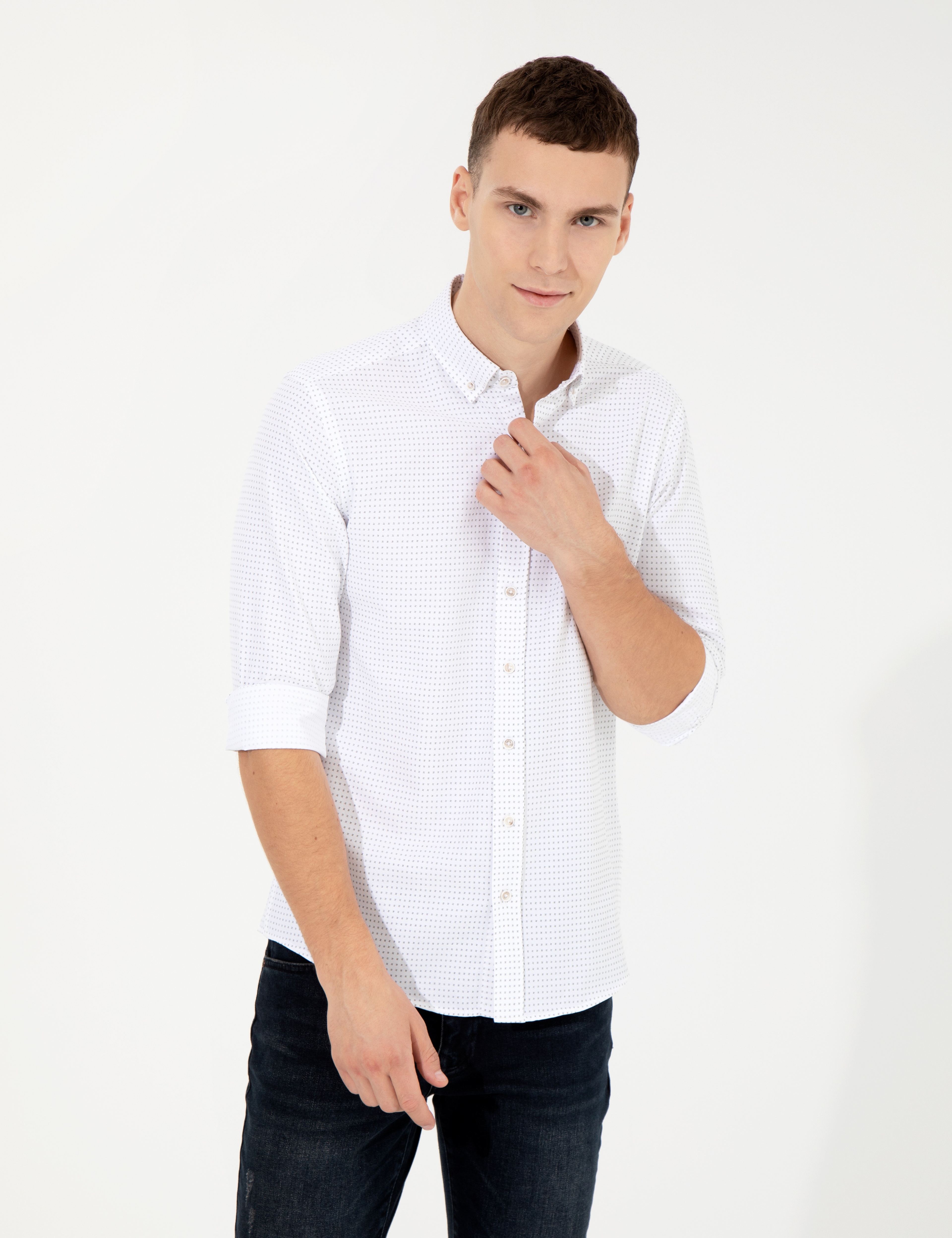 Haki Slim Fit Uzun Kollu Gömlek - Image 4