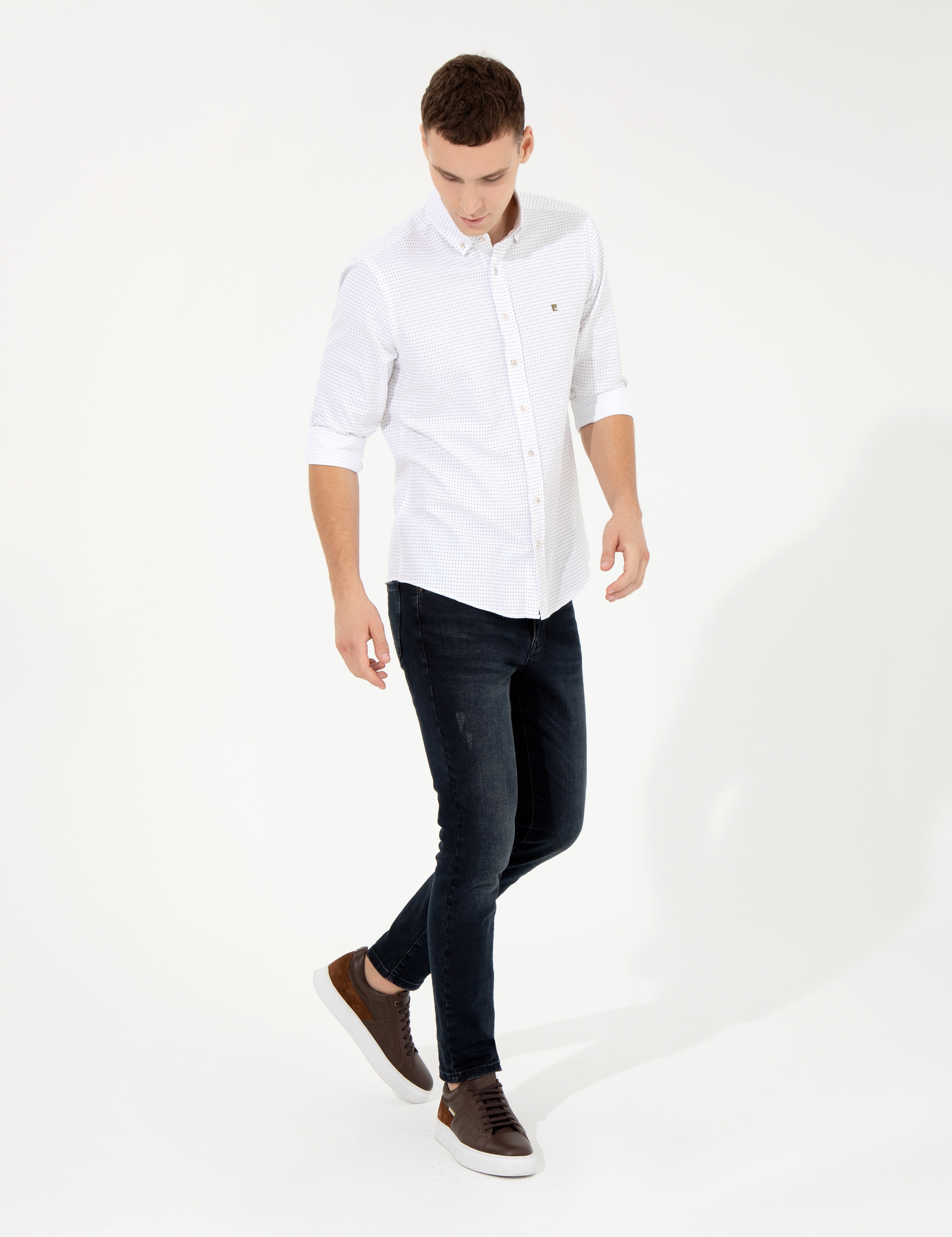 Haki Slim Fit Uzun Kollu Gömlek - Image 3