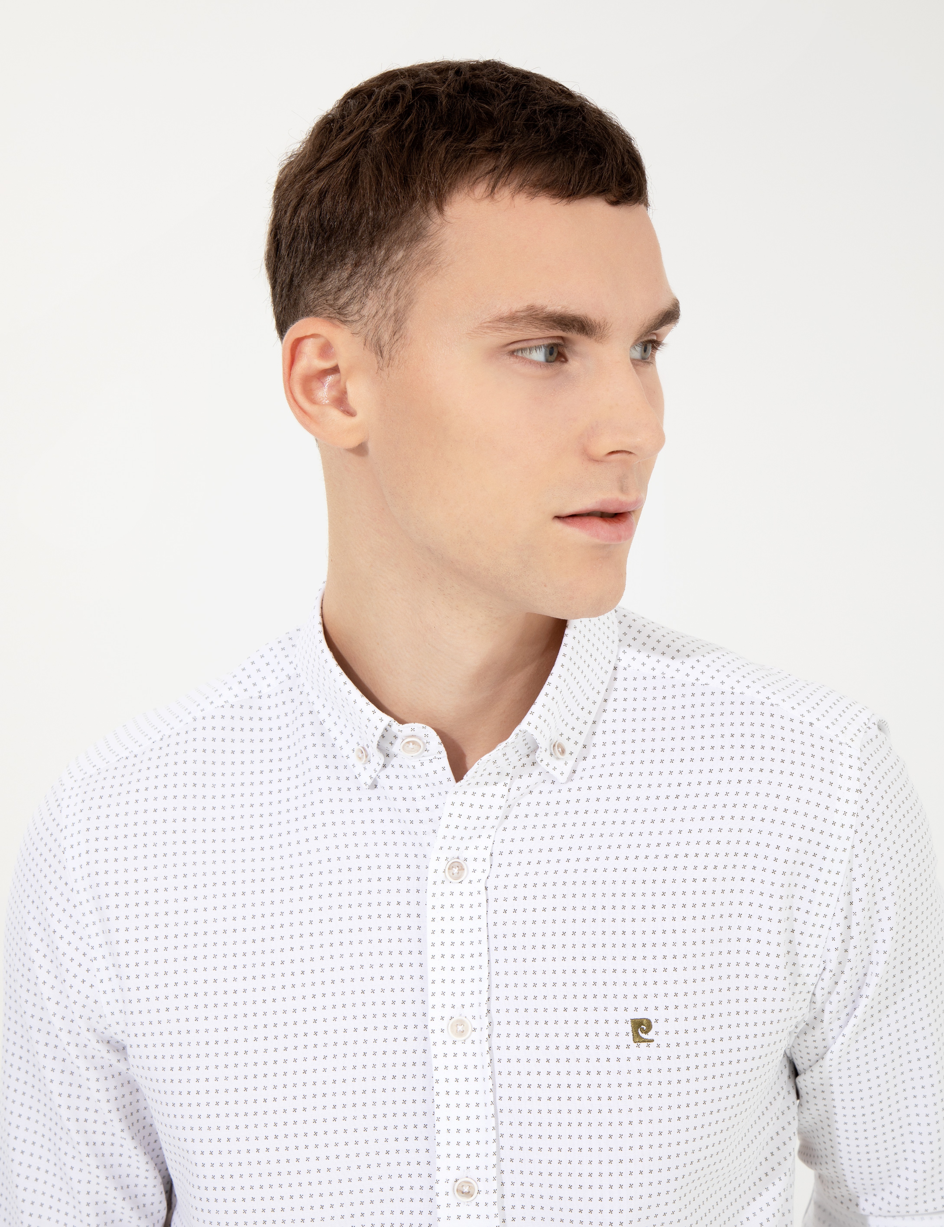 Haki Slim Fit Uzun Kollu Gömlek - Image 1