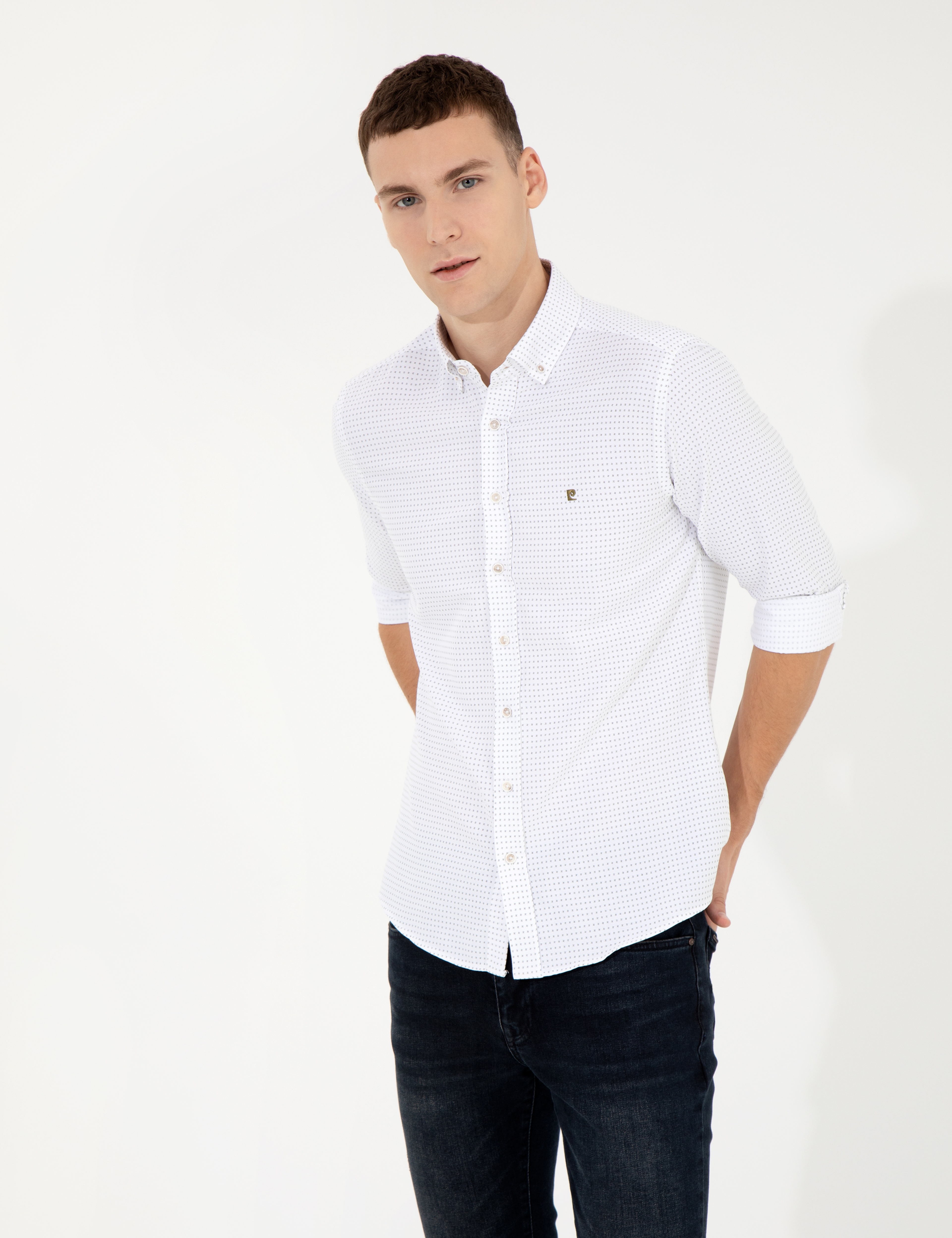 Haki Slim Fit Uzun Kollu Gömlek - Image 2