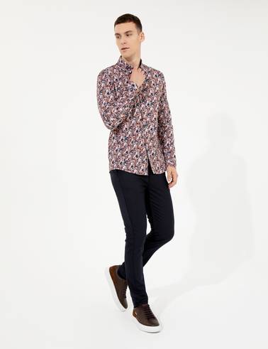 Turuncu Slim Fit Uzun Kollu Gömlek