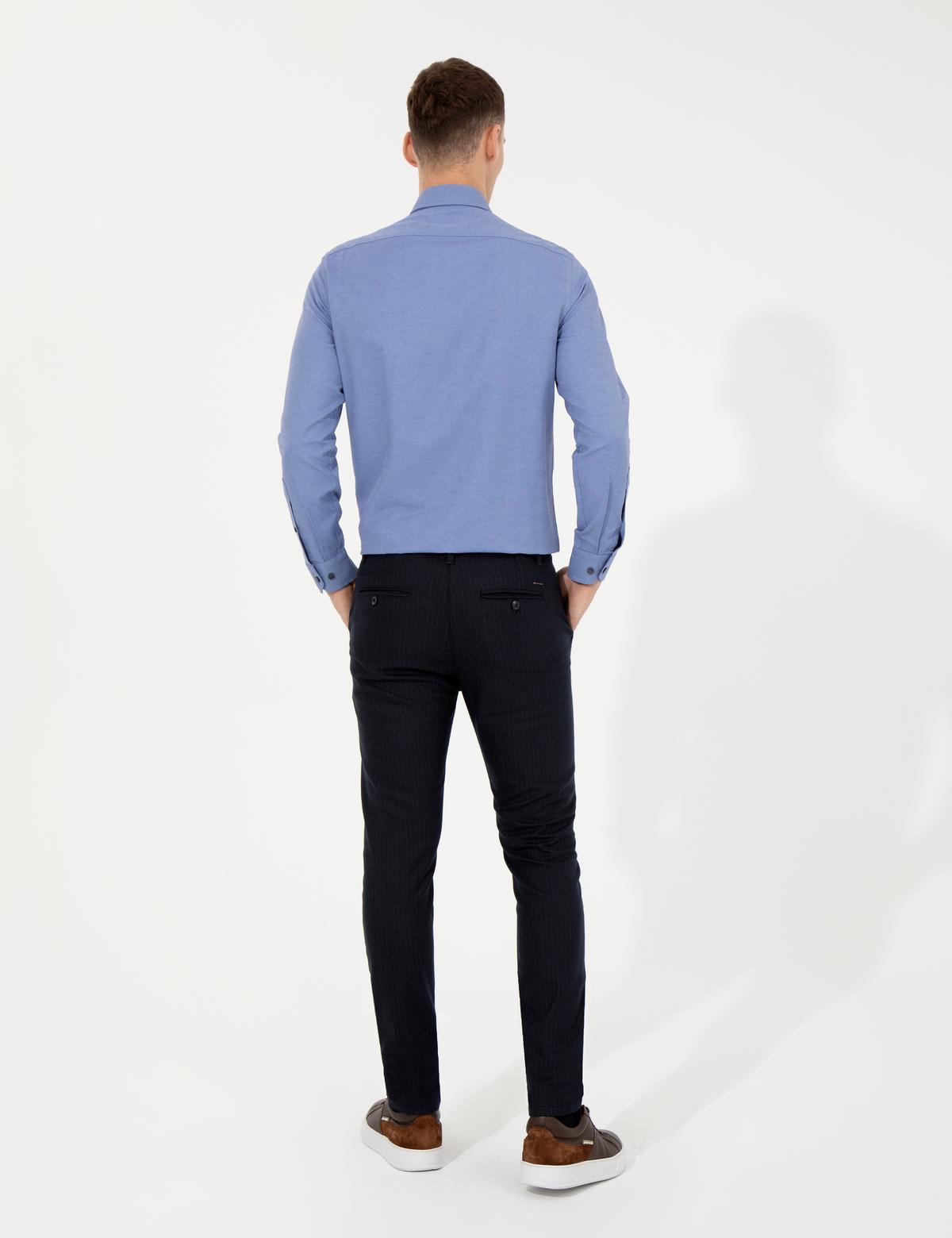 Lacivert Slim Fit Kanvas Pantolon - 50263189104