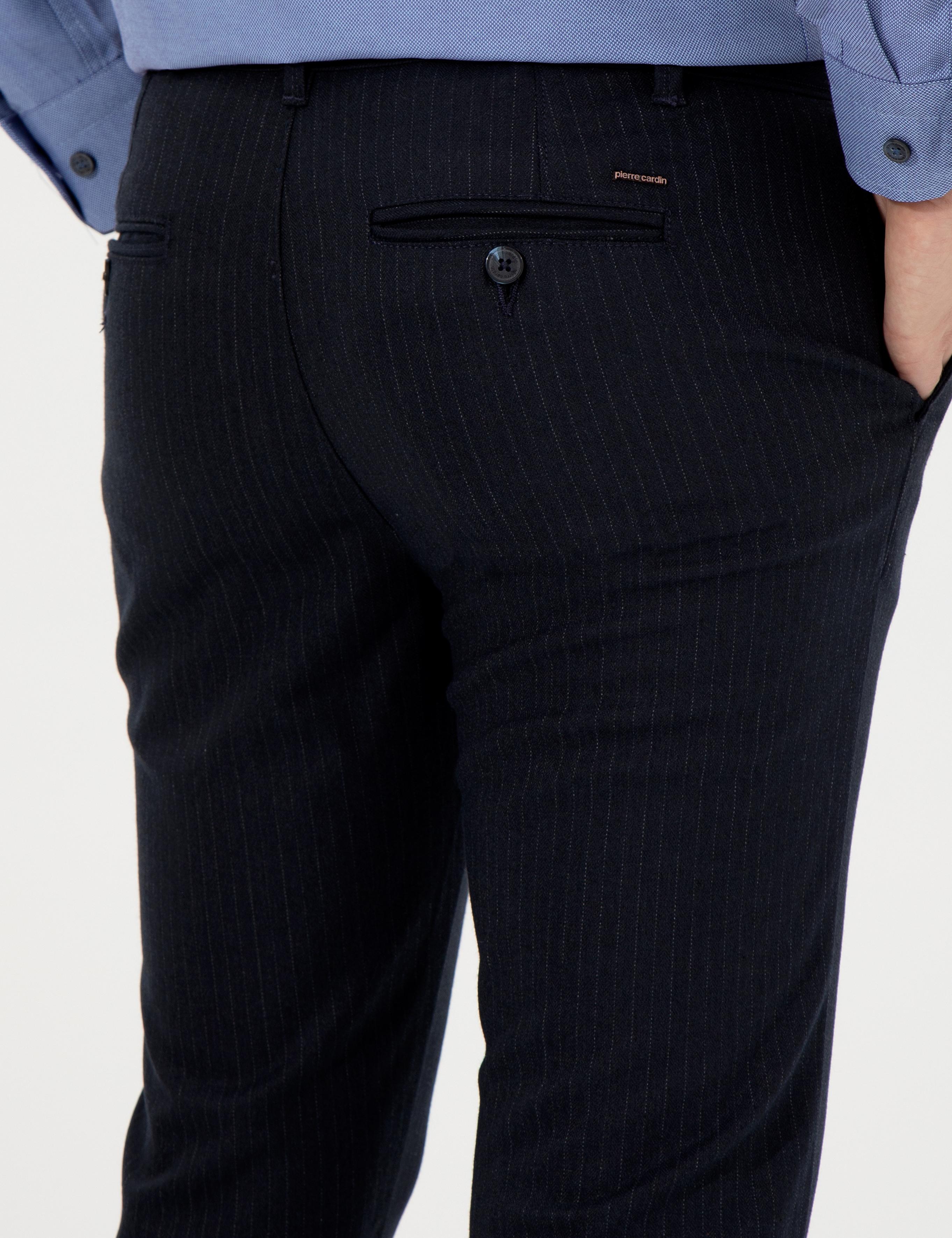 Lacivert Slim Fit Kanvas Pantolon