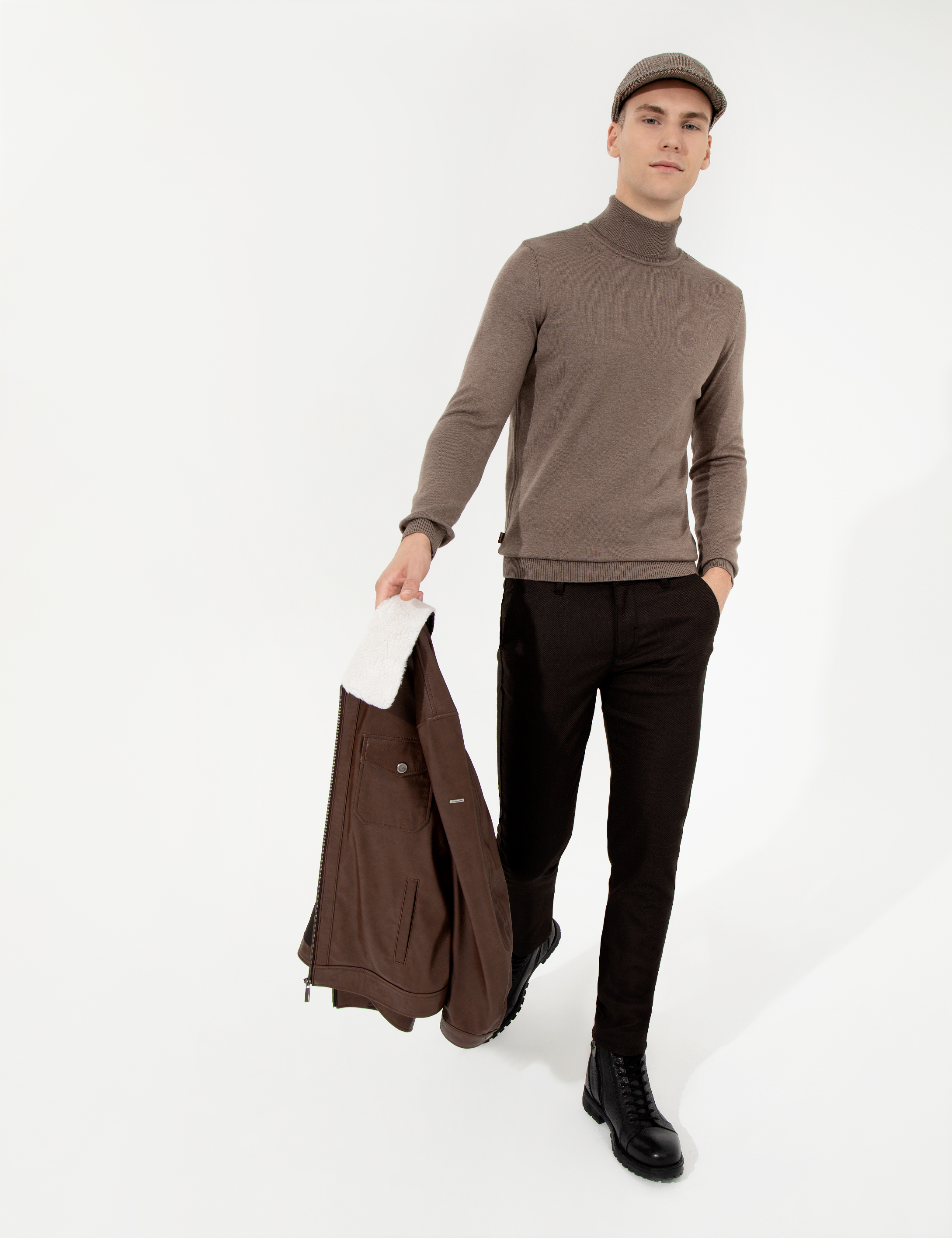 Kahverengi Slim Fit Chino Pantolon - Image 1