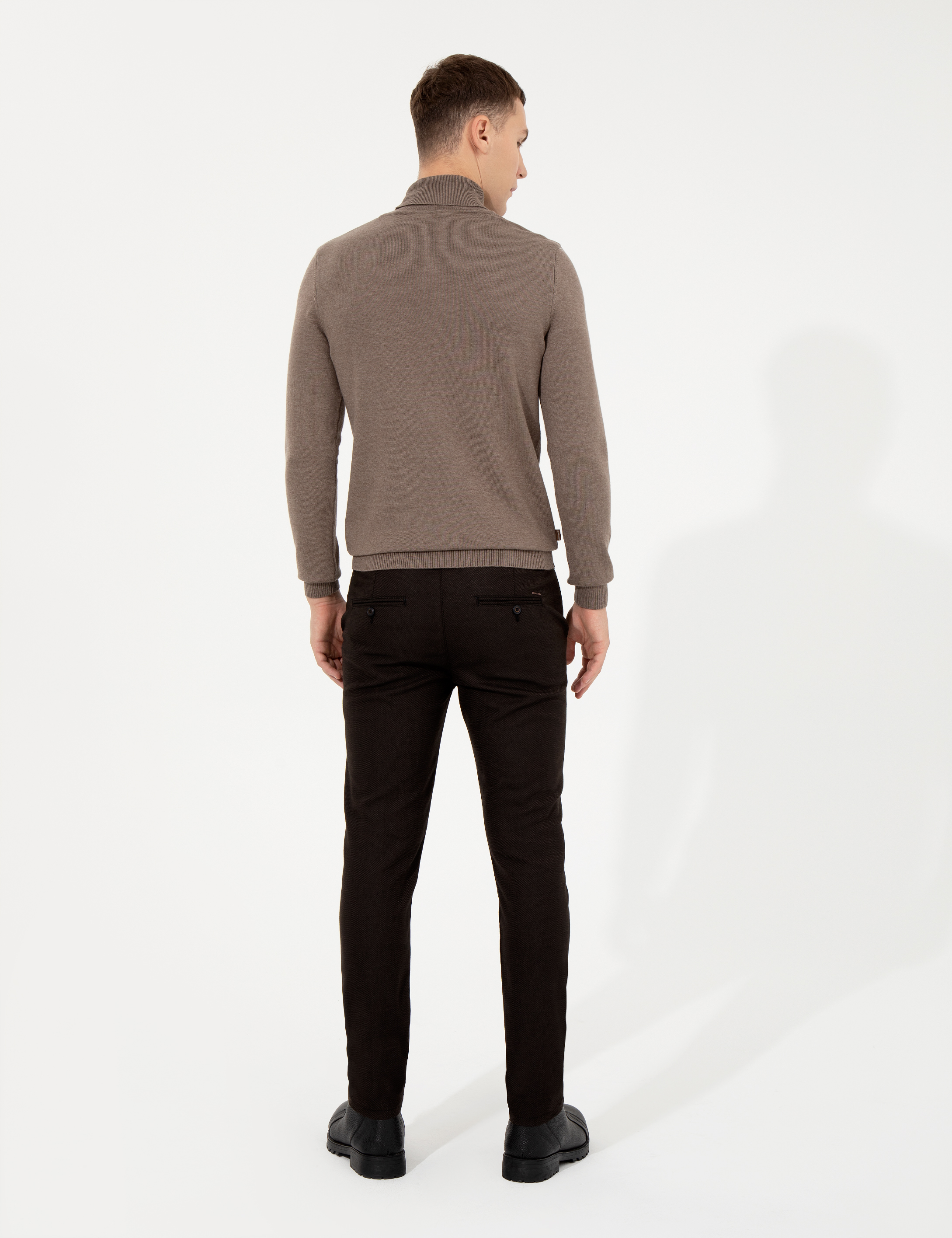 Kahverengi Slim Fit Chino Pantolon - Image 4