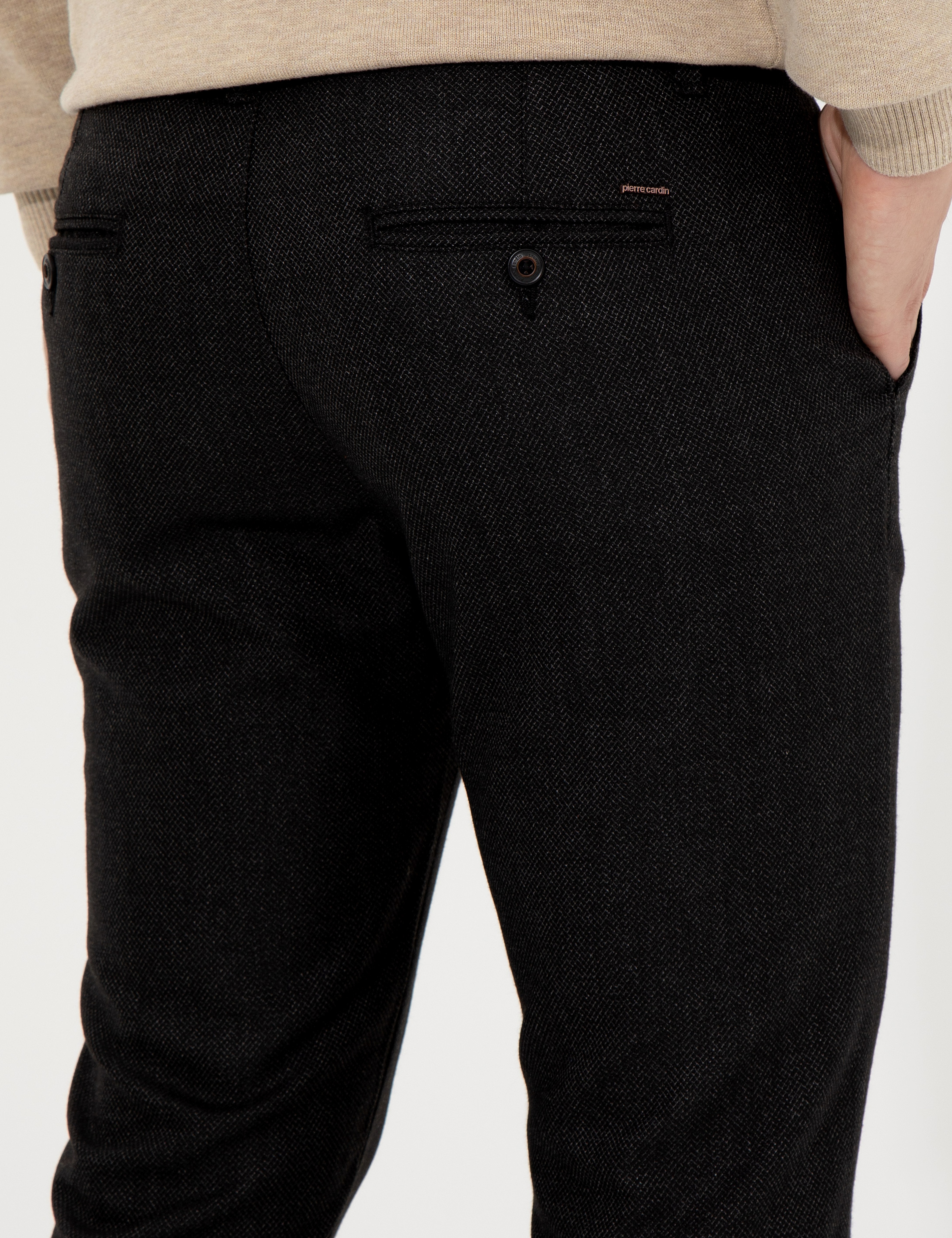 Siyah Slim Fit Kanvas Pantolon - Image 7