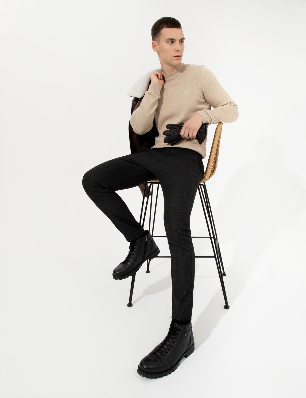 Siyah Slim Fit Kanvas Pantolon