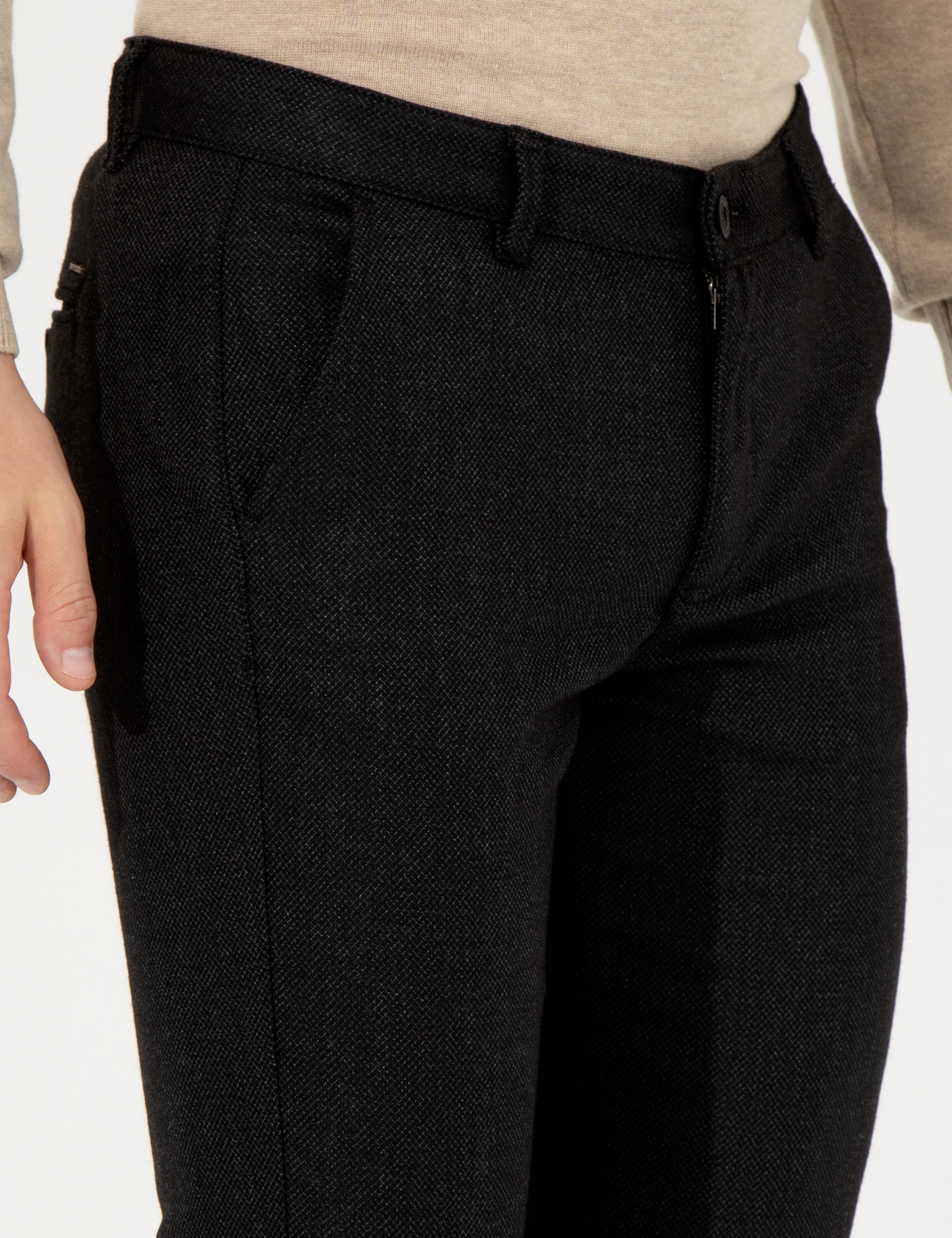 Siyah Slim Fit Kanvas Pantolon
