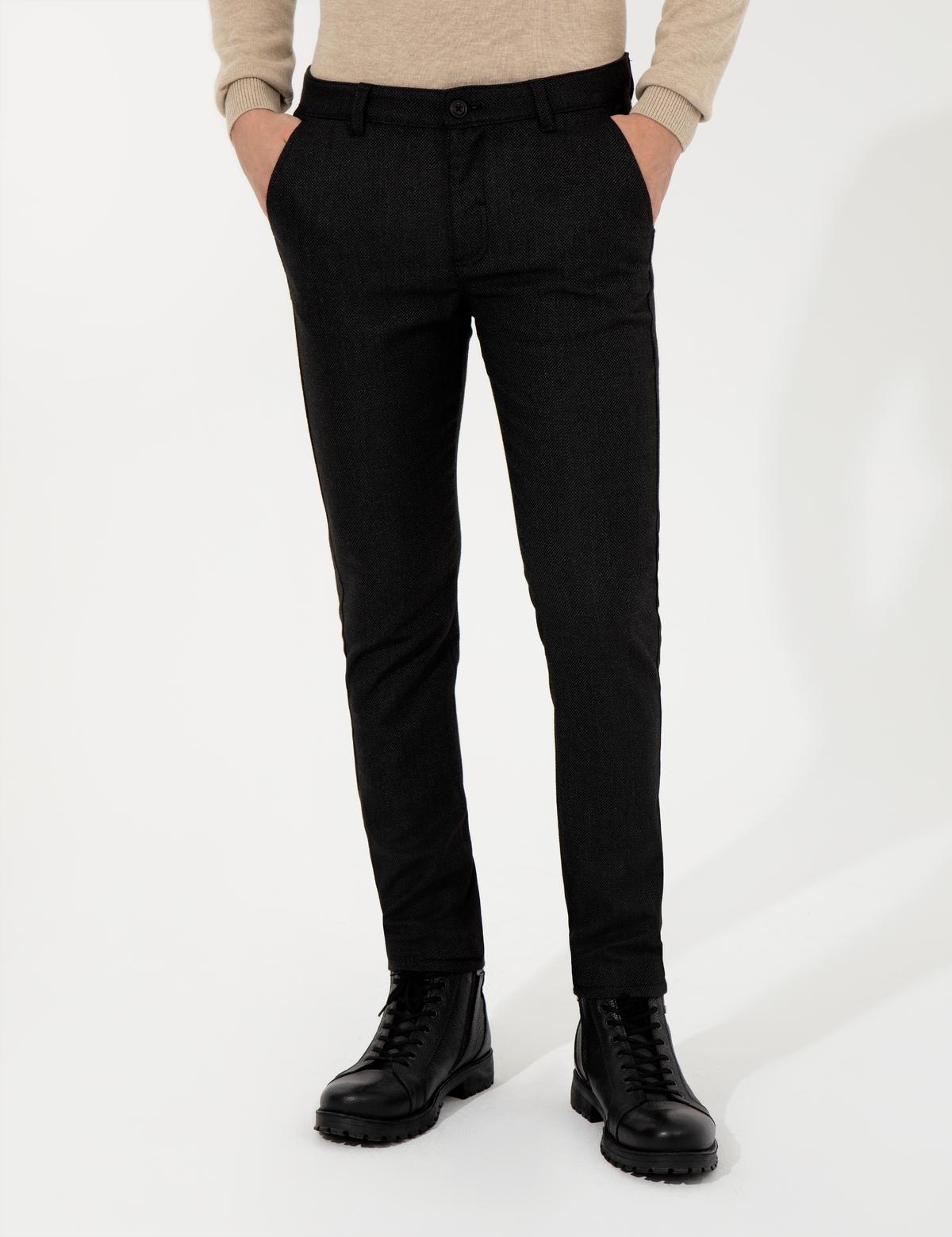 Siyah Slim Fit Kanvas Pantolon - 50263473048