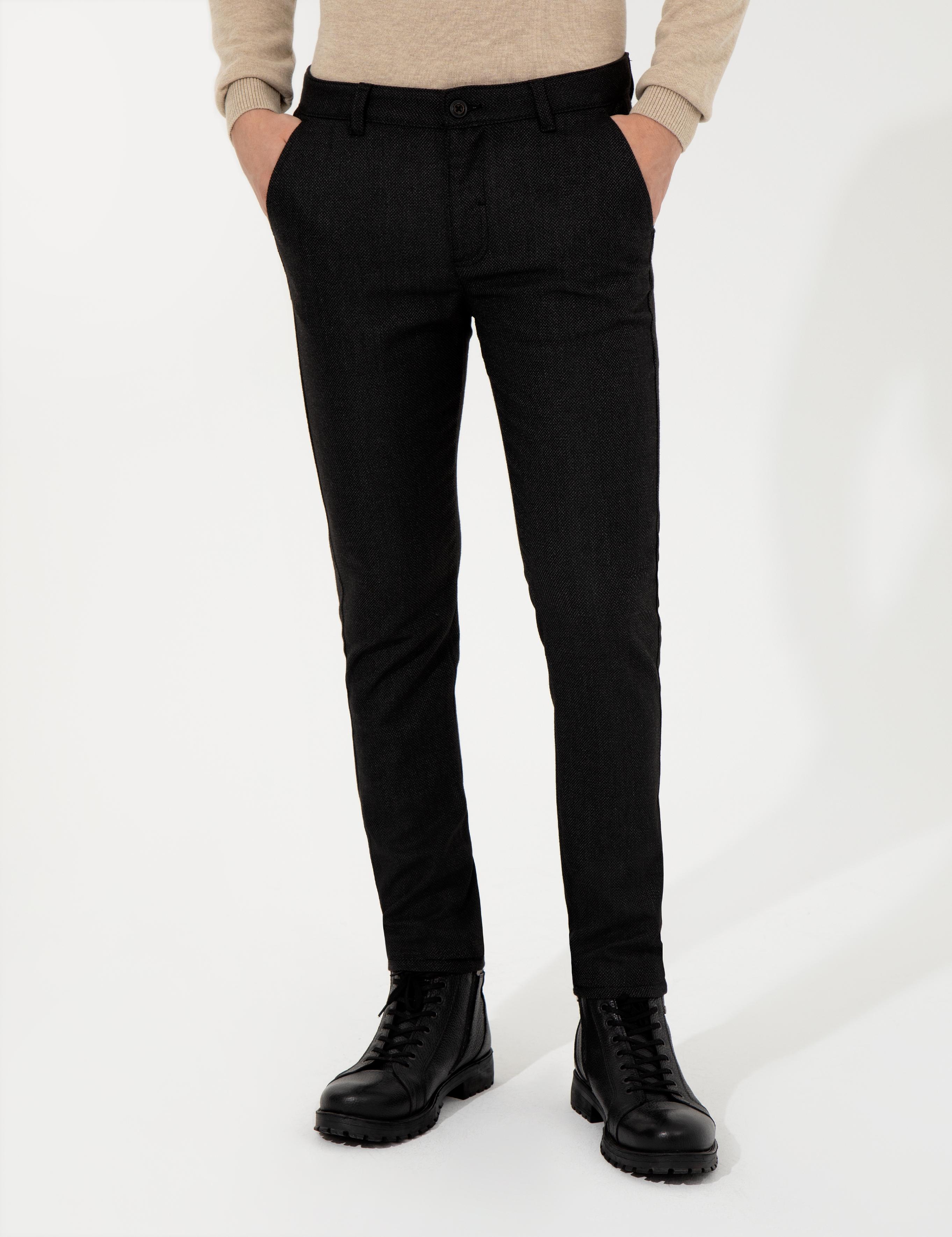 Siyah Slim Fit Kanvas Pantolon