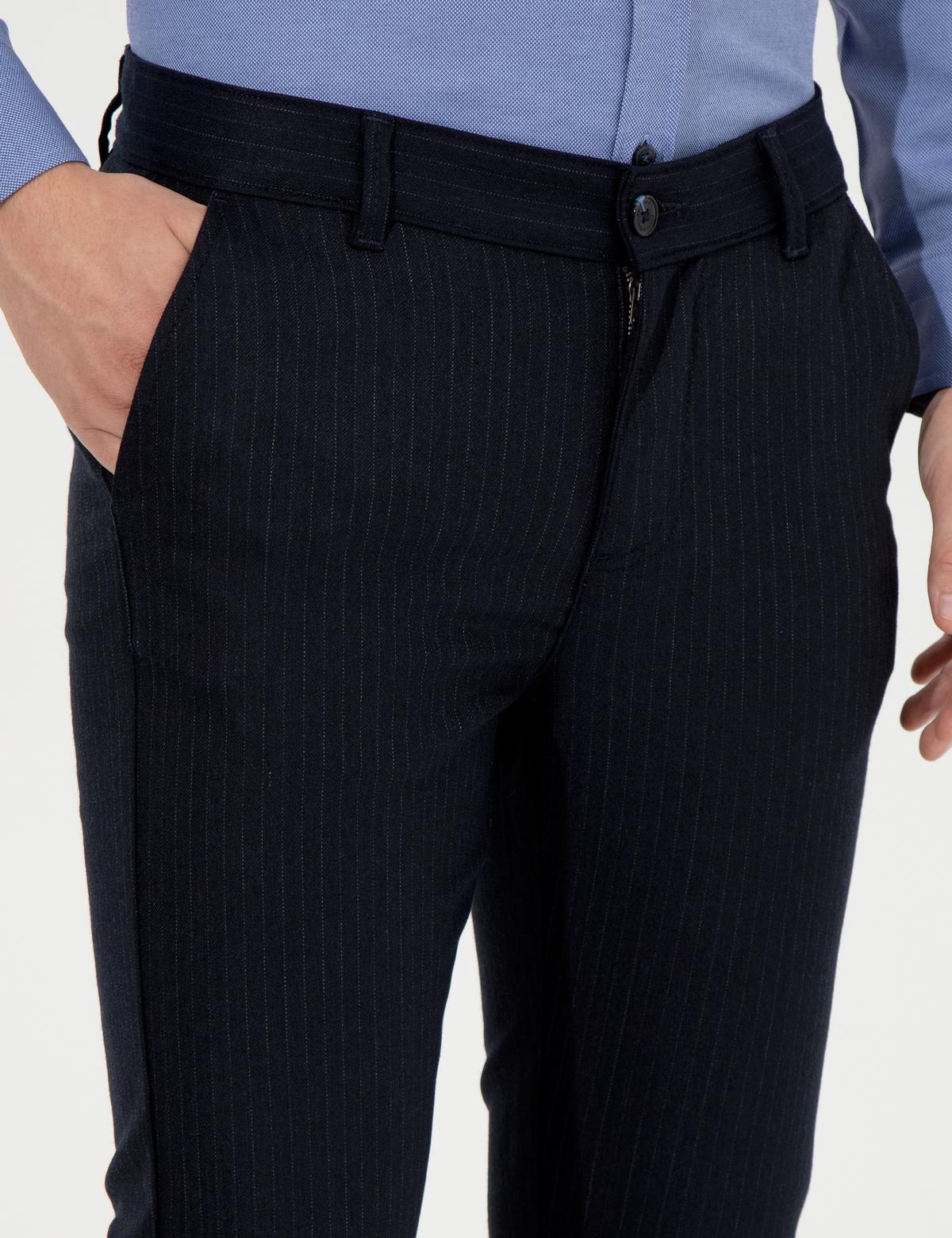 Lacivert Slim Fit Kanvas Pantolon - 50263189104