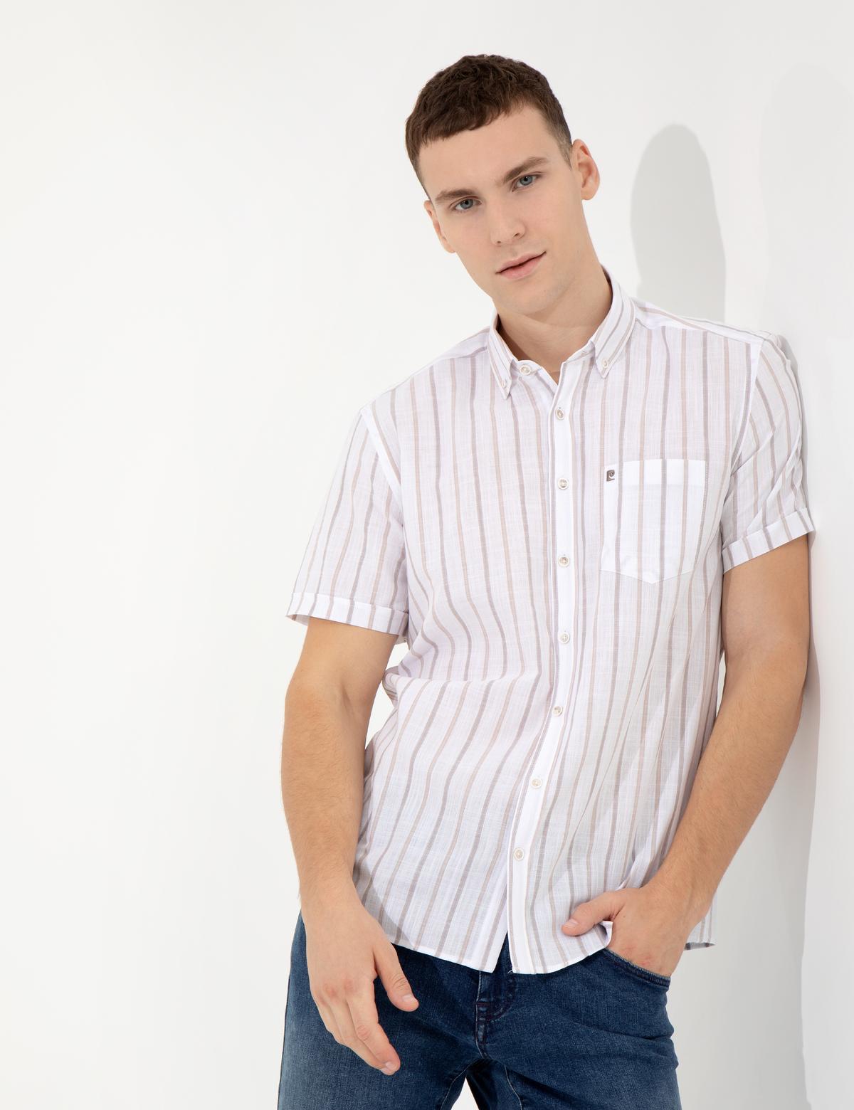 Bej Regular Fit Kısa Kollu Gömlek - 50252475007