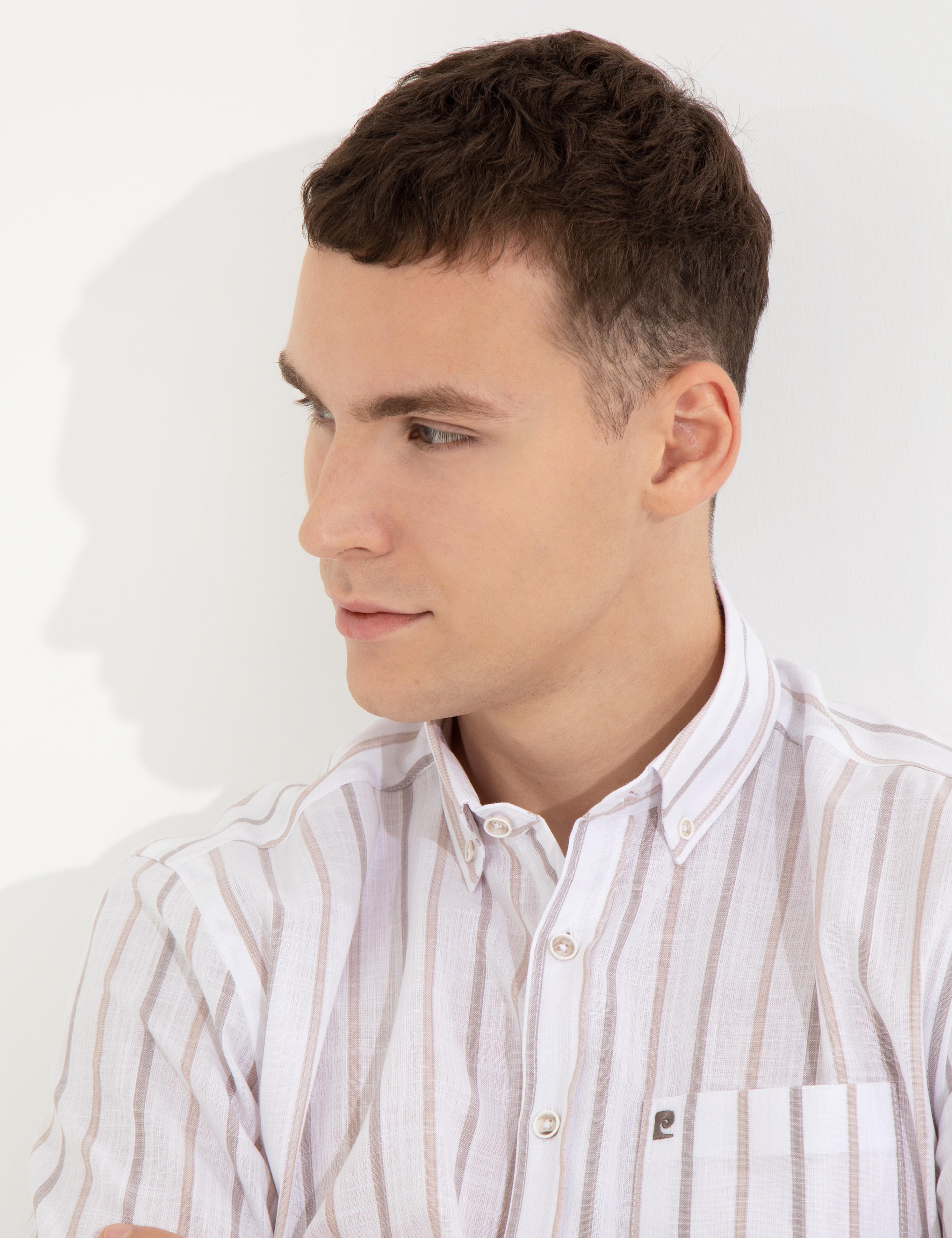 Bej Regular Fit Kısa Kollu Gömlek