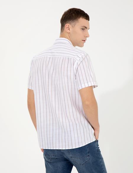 Bej Regular Fit Kısa Kollu Gömlek - 50252475007