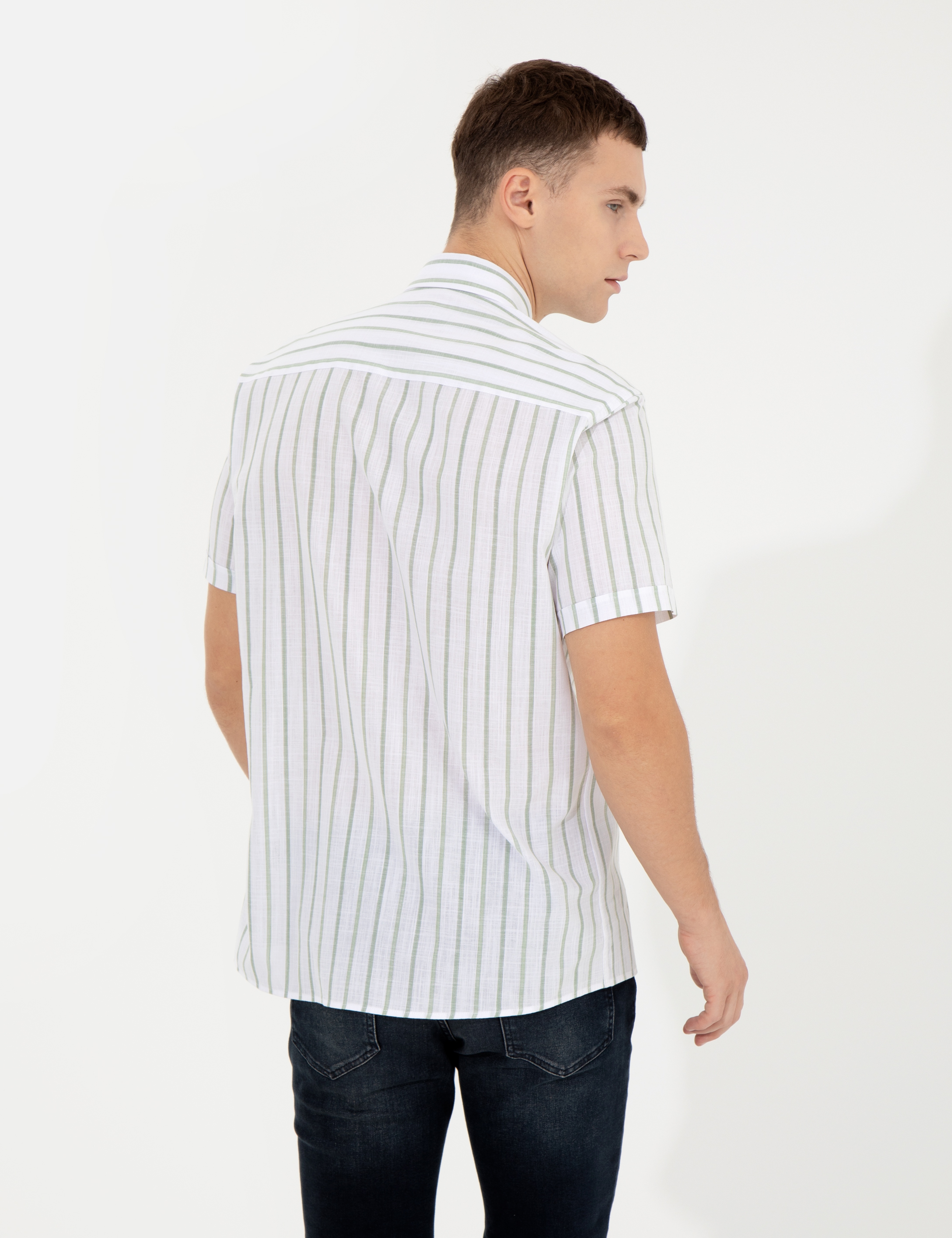 Haki Regular Fit Kısa Kollu Gömlek - Image 5