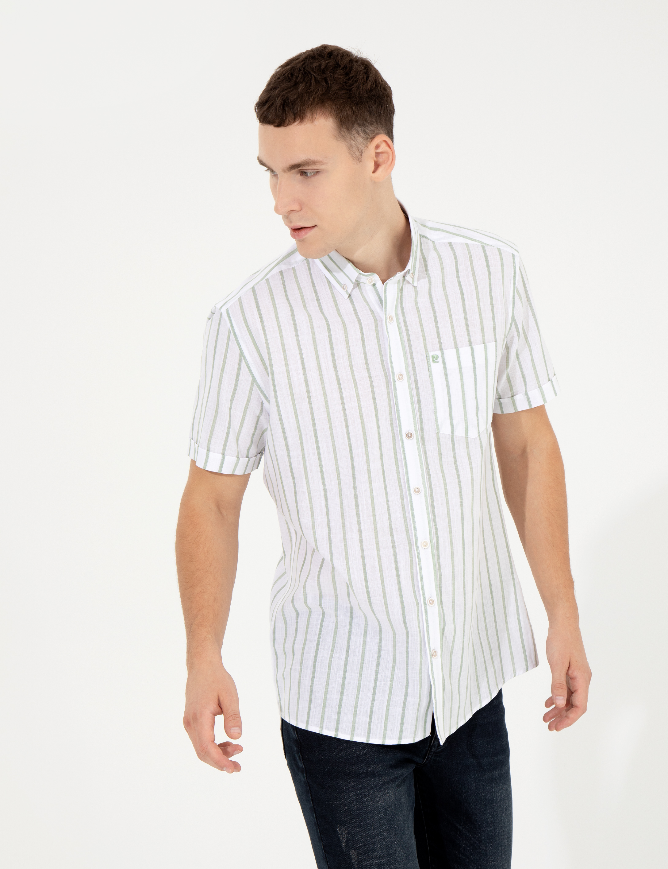 Haki Regular Fit Kısa Kollu Gömlek - Image 3