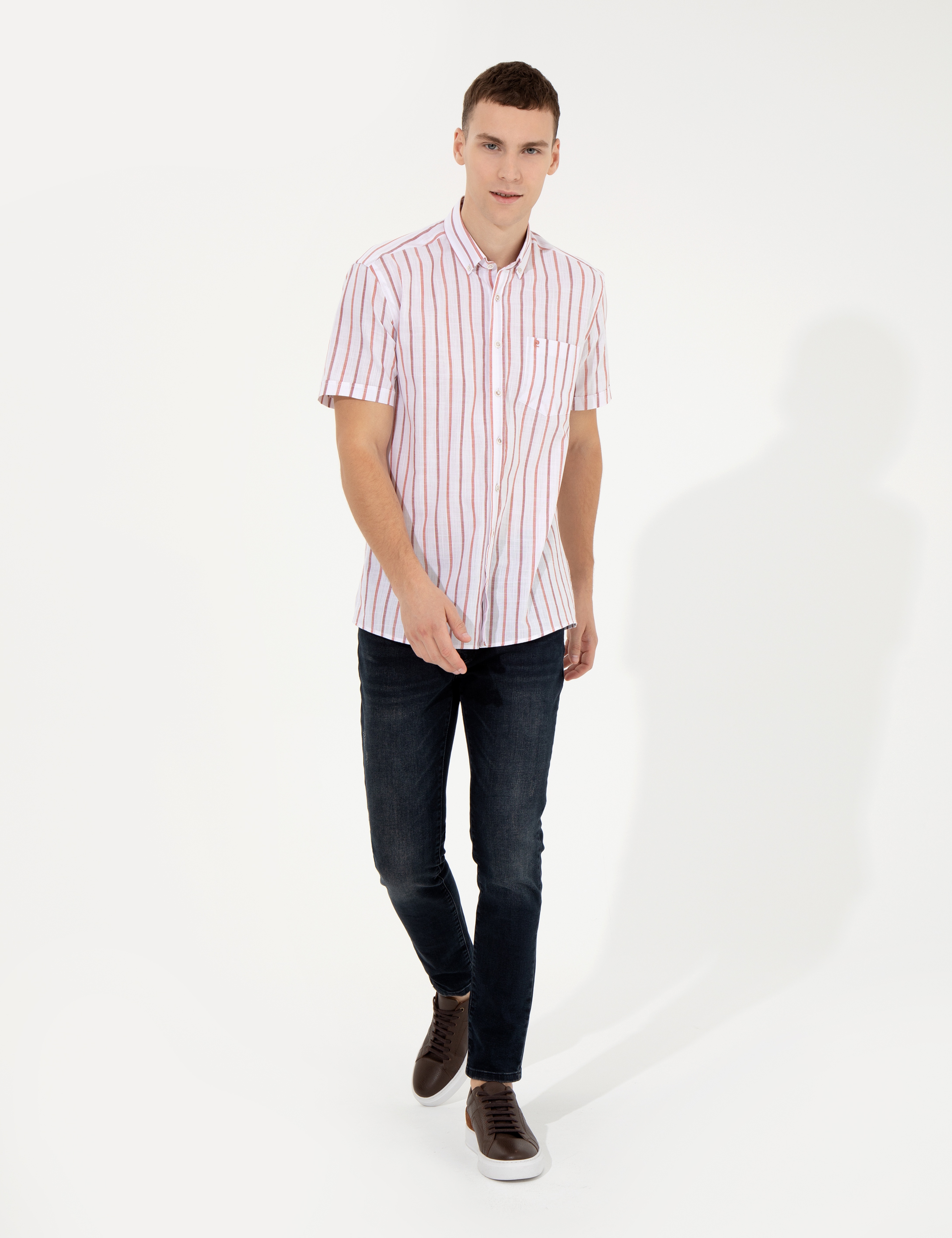 Kiremit Regular Fit Kısa Kollu Gömlek - Image 4