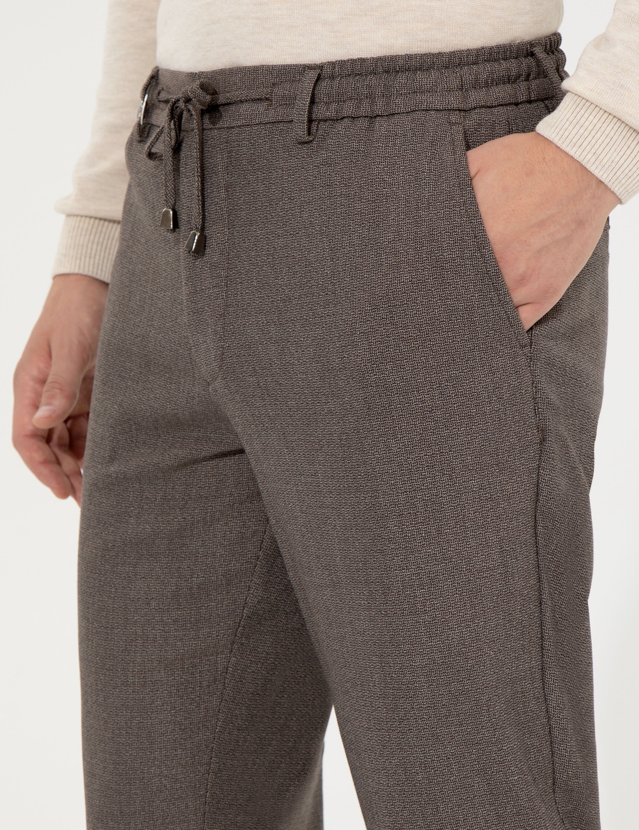 Kahverengi Slim Fit Kumaş Pantolon - Image 6
