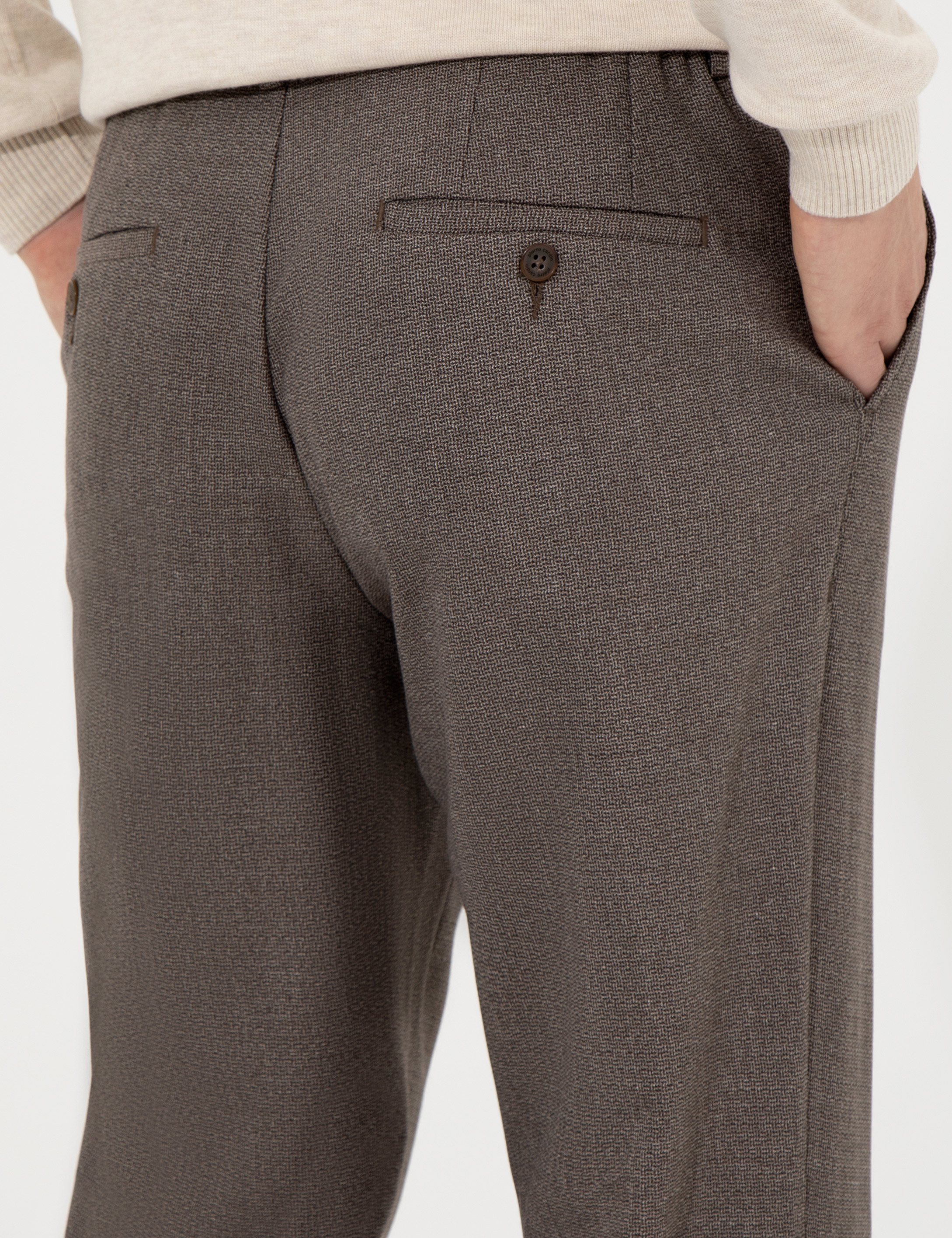 Kahverengi Slim Fit Kumaş Pantolon - Image 7