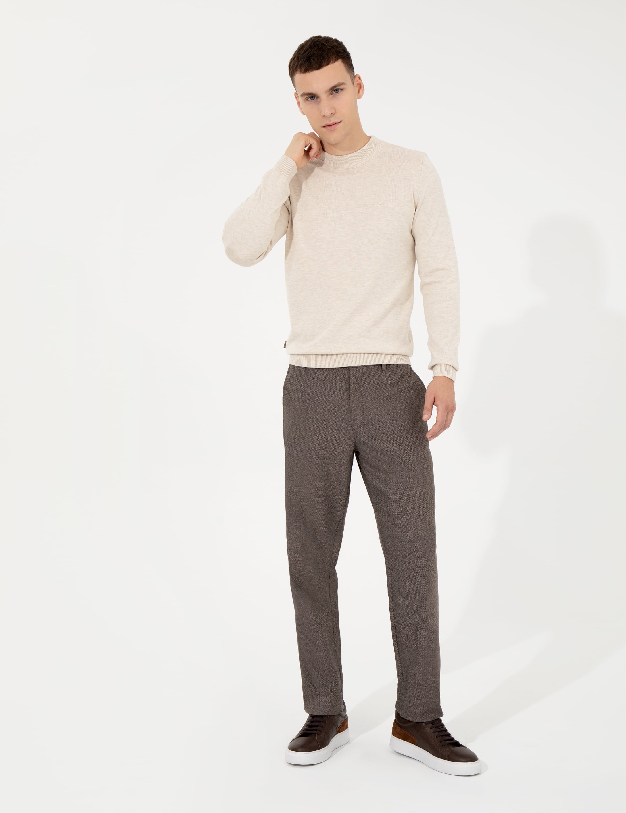 Kahverengi Slim Fit Kumaş Pantolon - Image 3