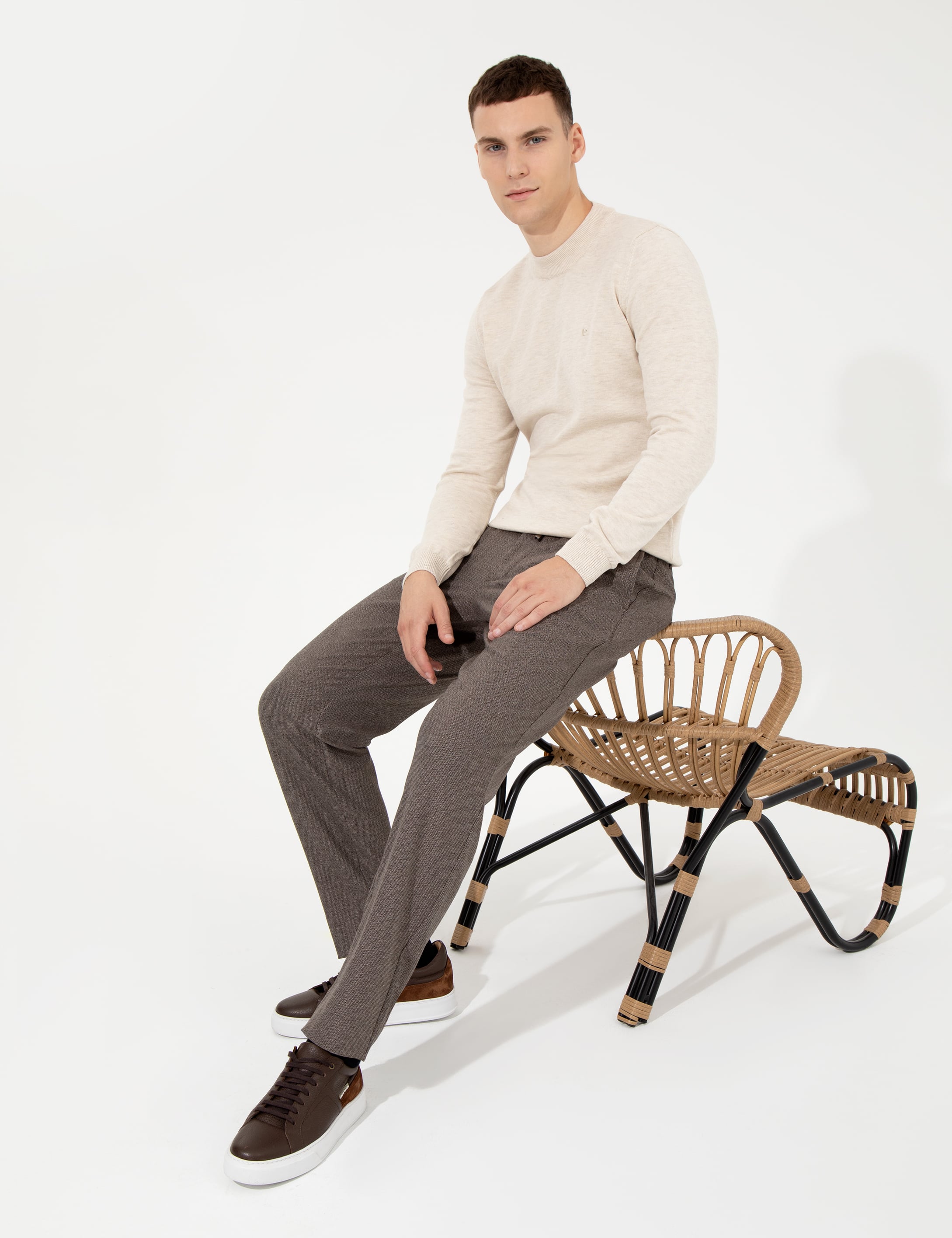 Kahverengi Slim Fit Kumaş Pantolon - Image 1