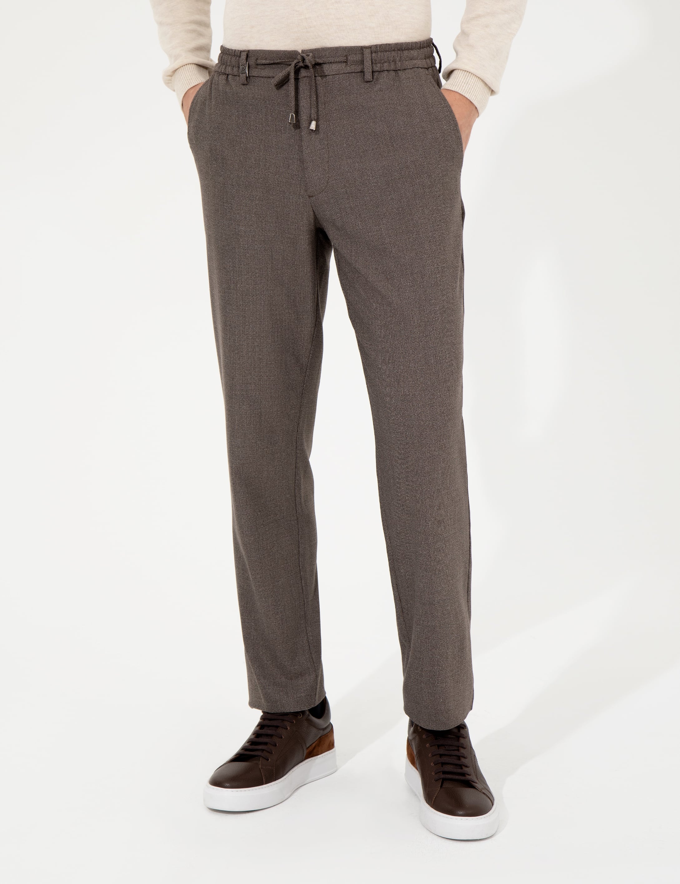 Kahverengi Slim Fit Kumaş Pantolon - Image 2