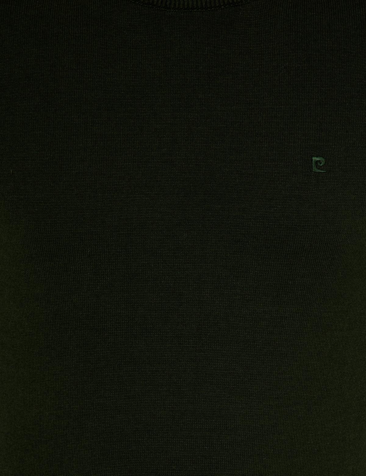 Koyu Yeşil Slim Fit Bisiklet Yaka Basic Triko Kazak - 50257290090