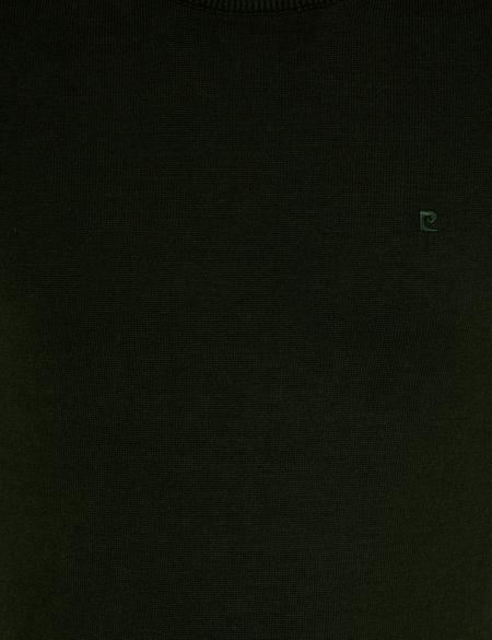 Koyu Yeşil Slim Fit Bisiklet Yaka Basic Triko Kazak - 50257290090