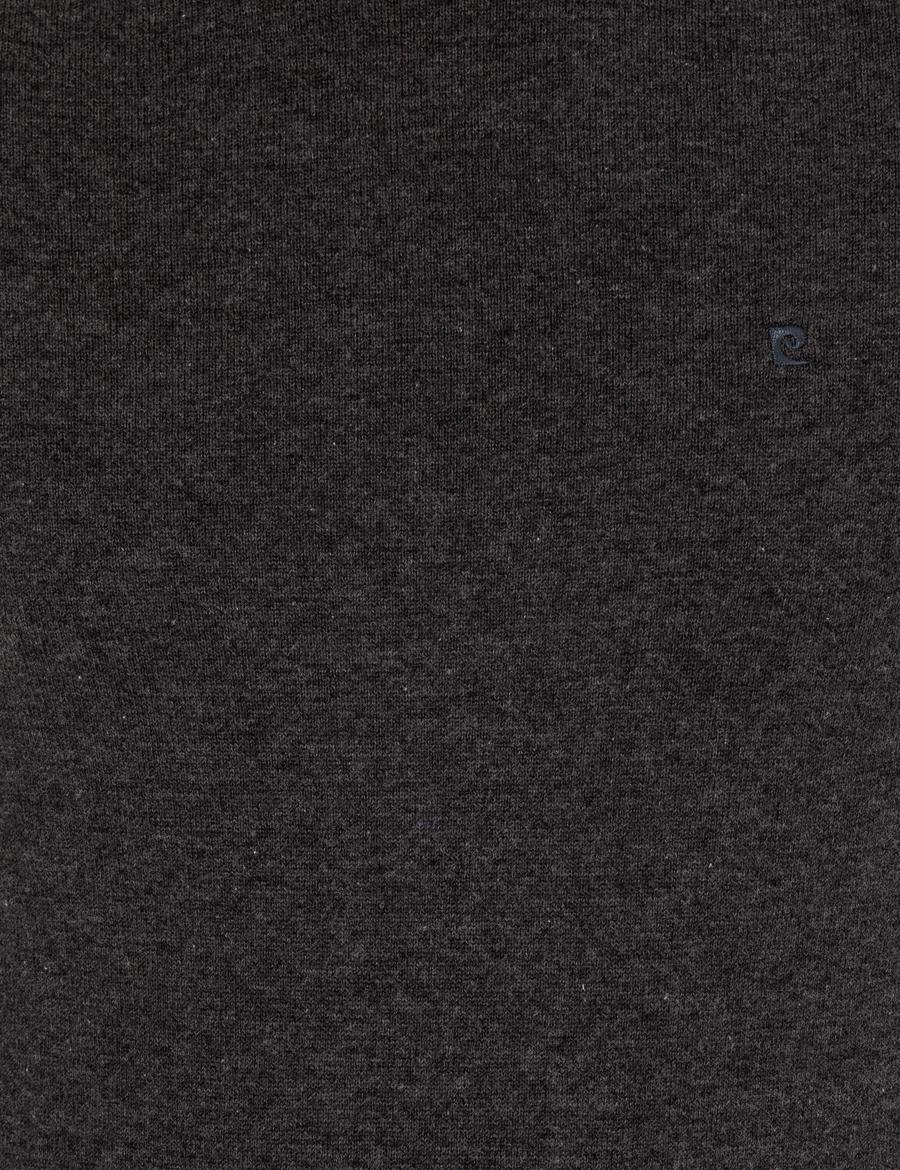 Gri Melanj Slim Fit Bisiklet Yaka Basic Triko Kazak