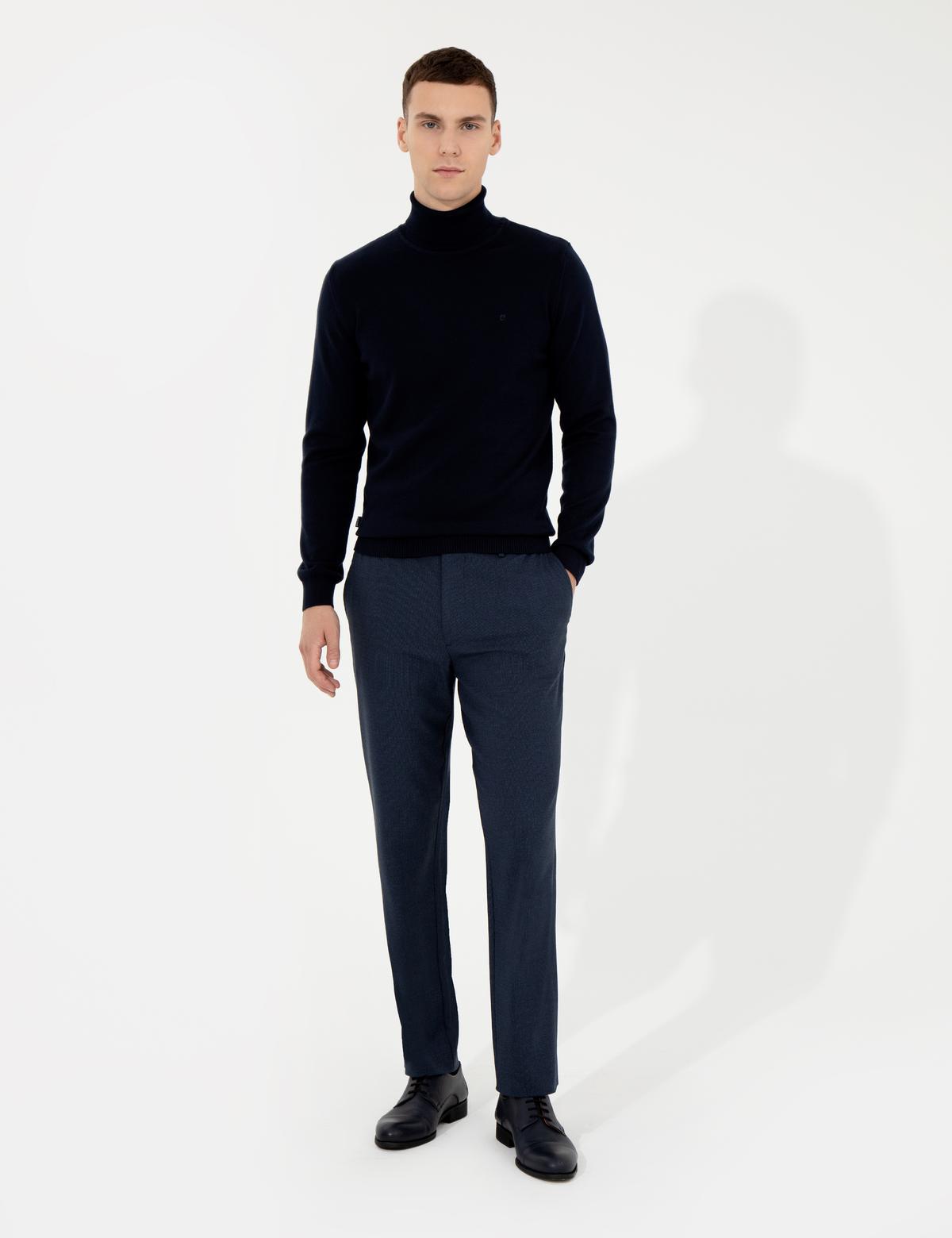 Lacivert Slim Fit Balıkçı Yaka Basic Triko Kazak - 50257158010