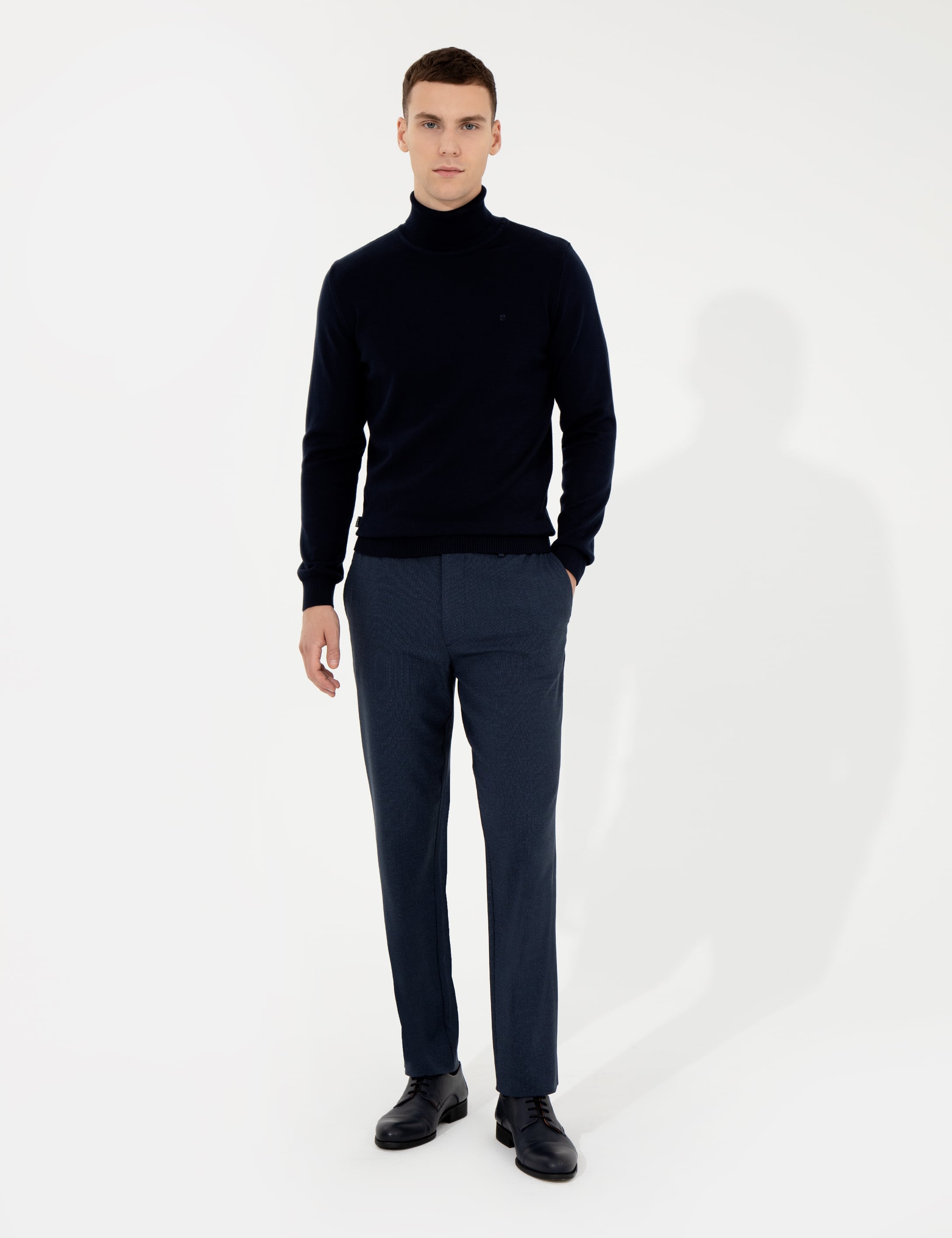 Lacivert Slim Fit Balıkçı Yaka Basic Triko Kazak