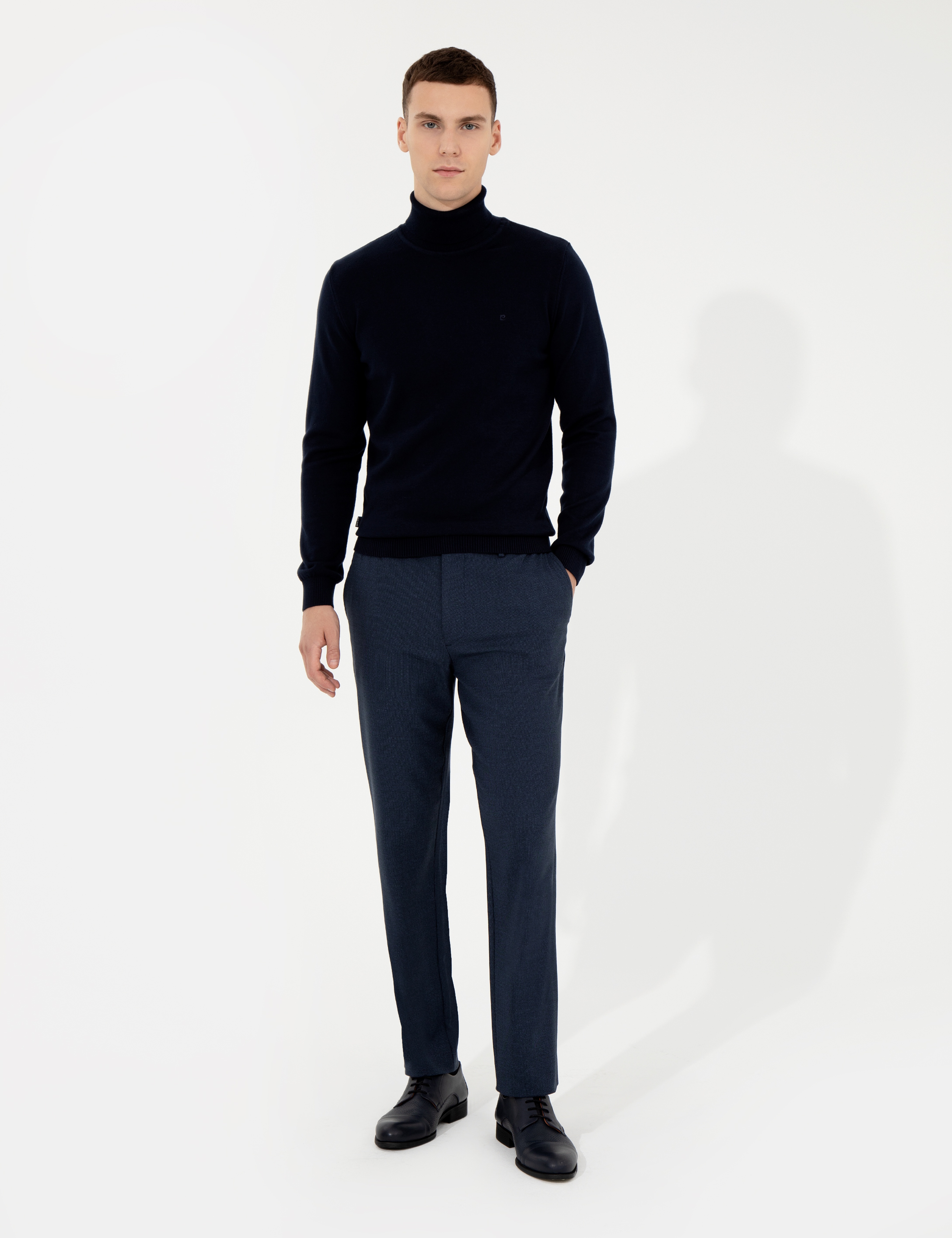 Lacivert Slim Fit Balıkçı Yaka Basic Triko Kazak - Image 4