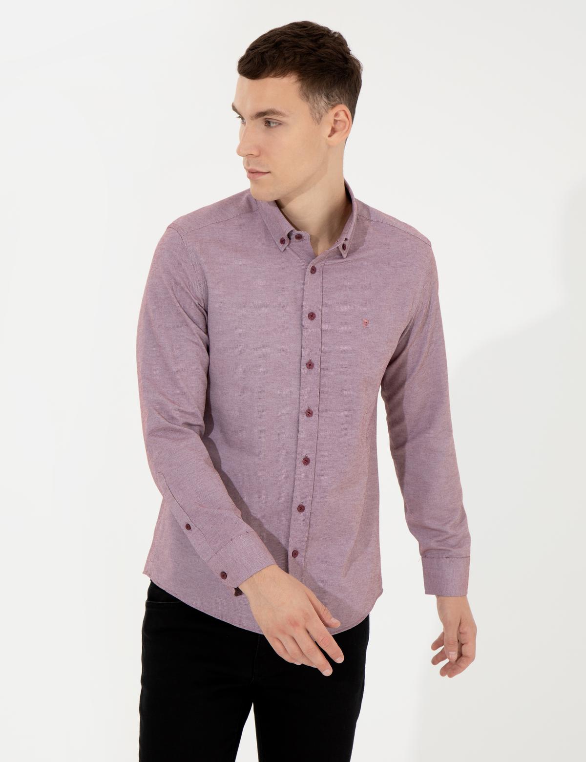 Bordo Slim Fit Oxford Gömlek - 50258968041