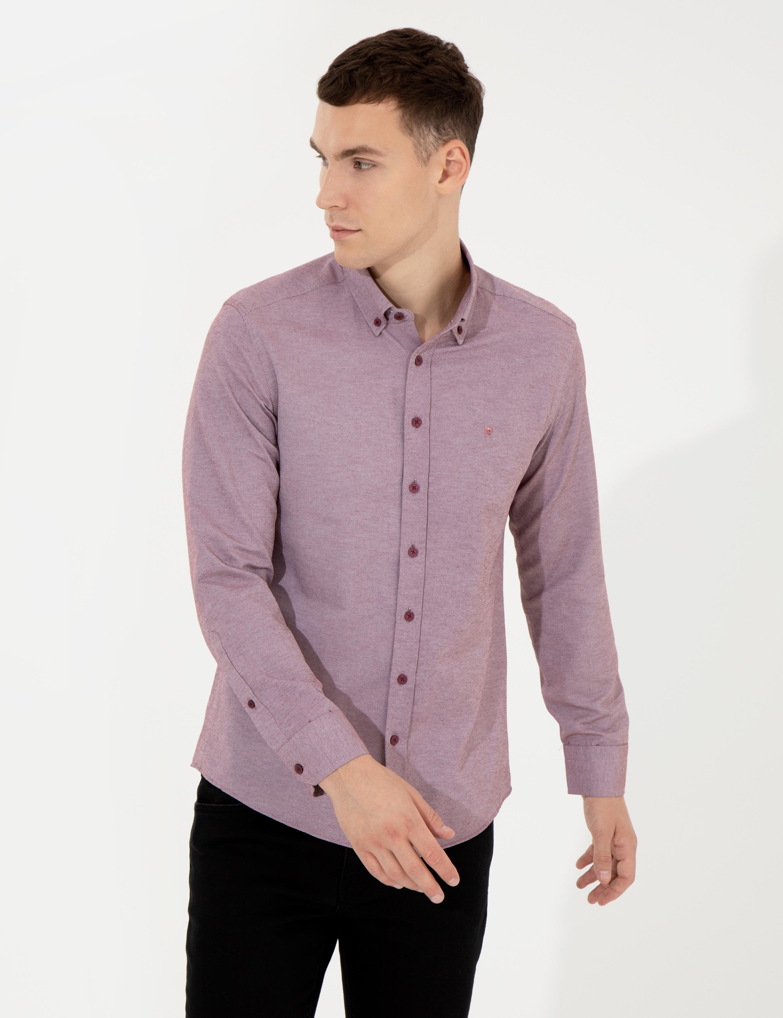 Bordo Slim Fit Oxford Gömlek