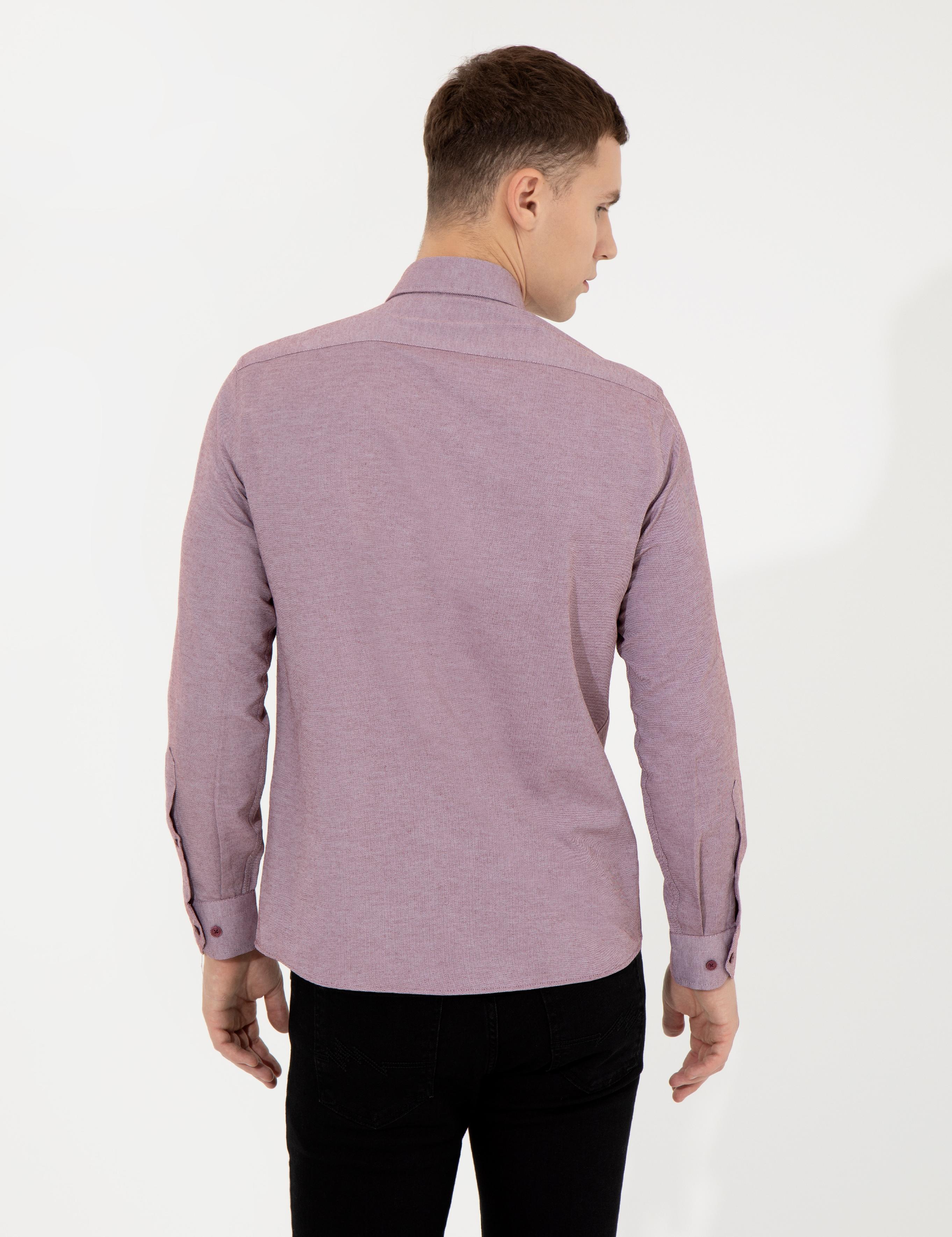 Bordo Slim Fit Oxford Gömlek