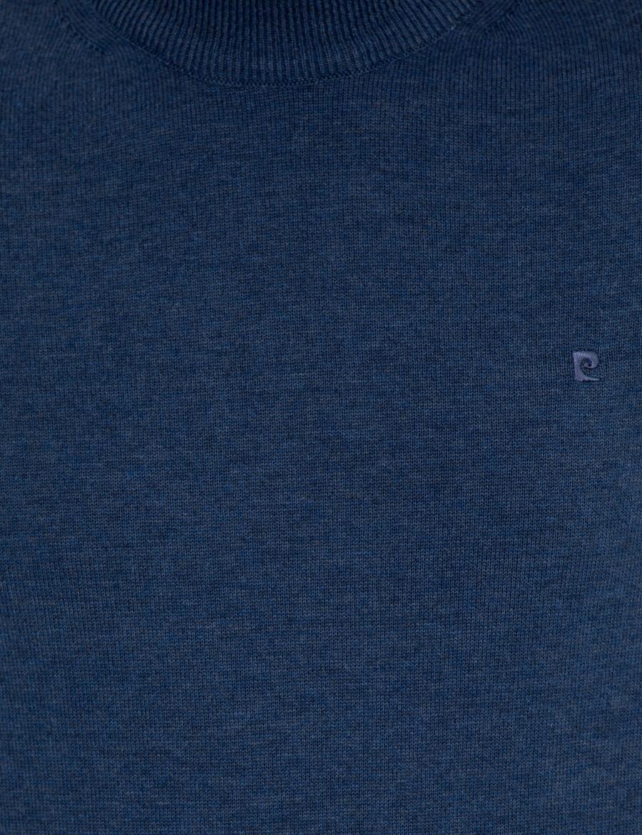 İndigo Melanj Slim Fit Yarım Balıkçı Yaka Basic Triko Kazak