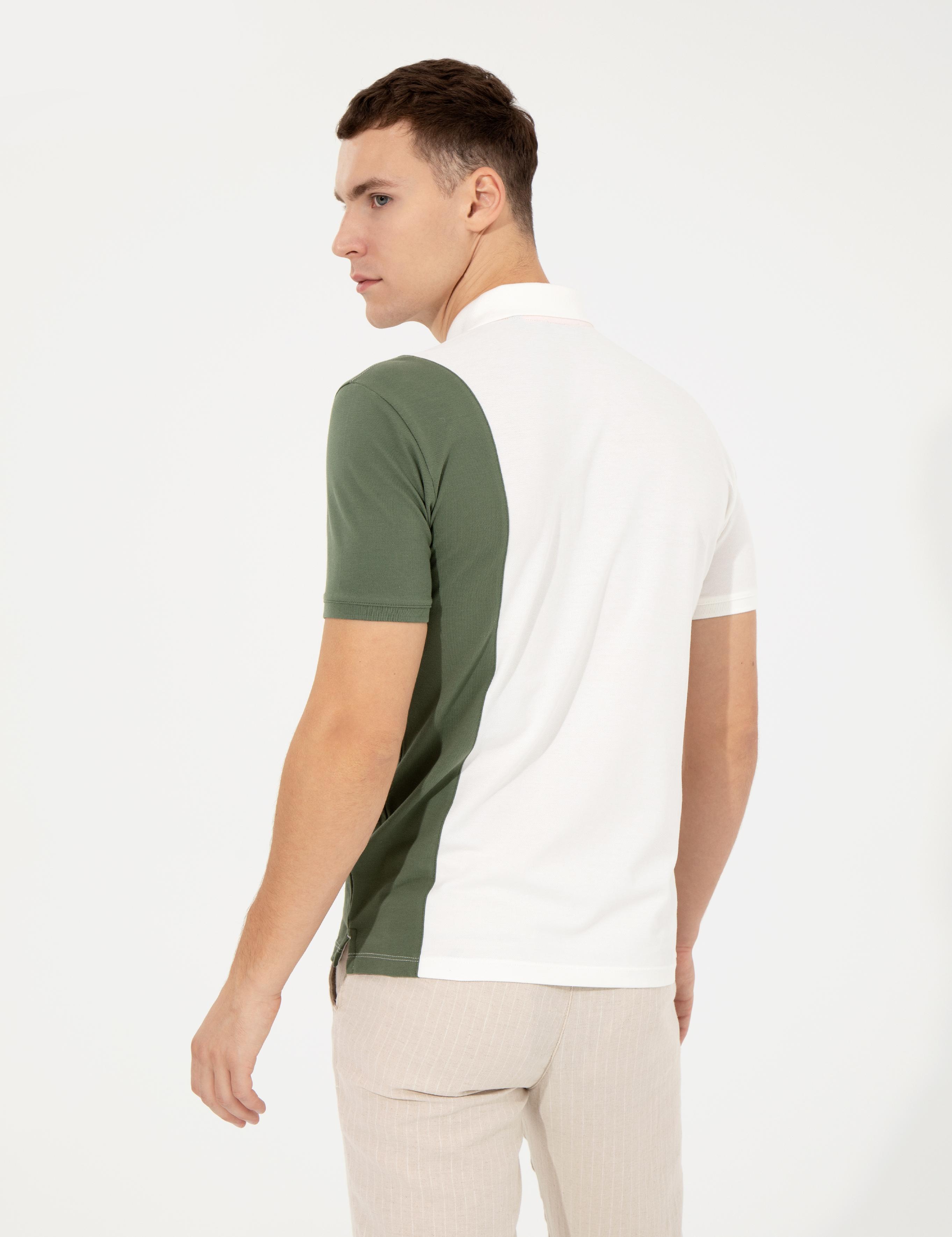 Haki Slim Baskılı Polo Yaka Tişört