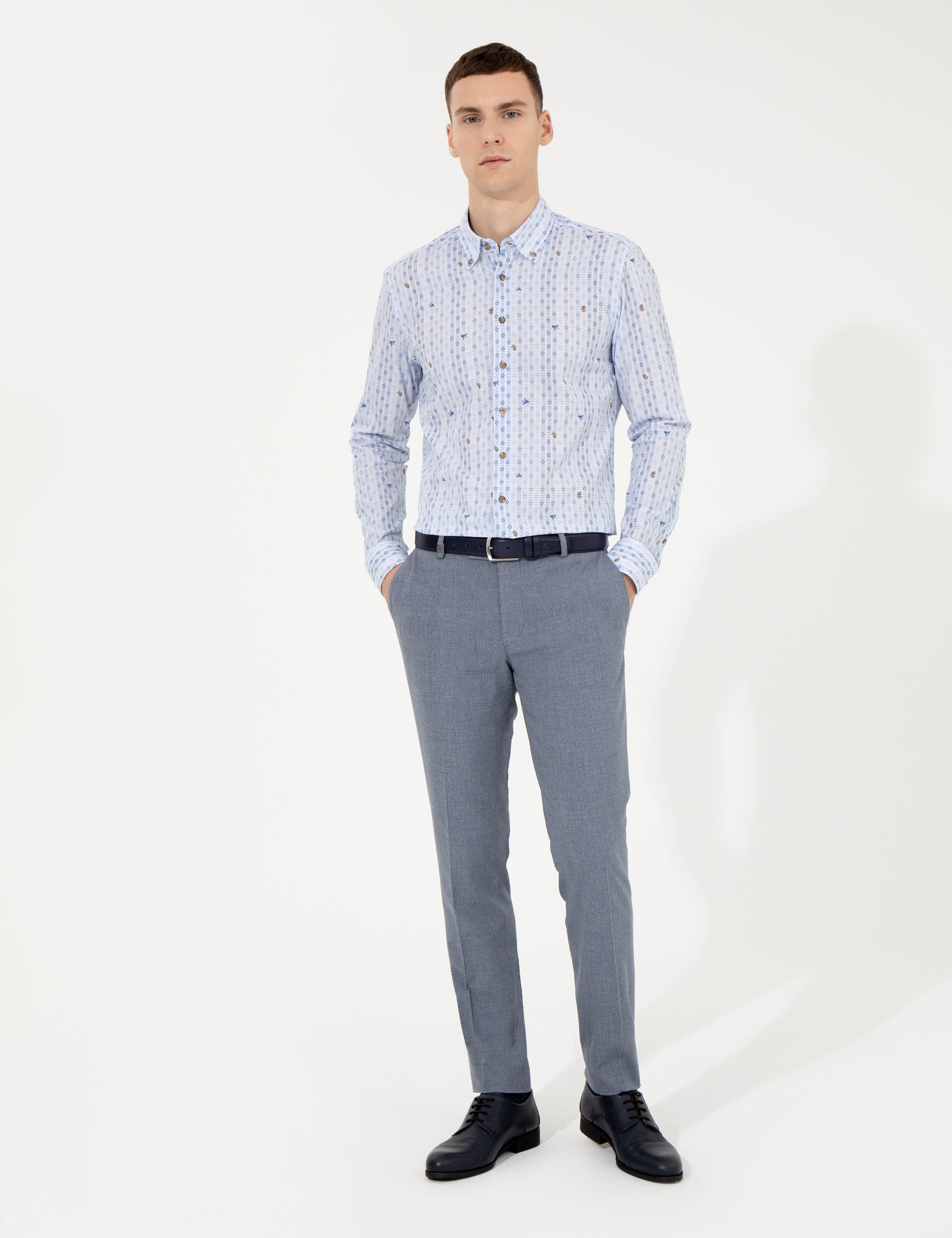 Mavi Slim Fit Uzun Kollu Gömlek