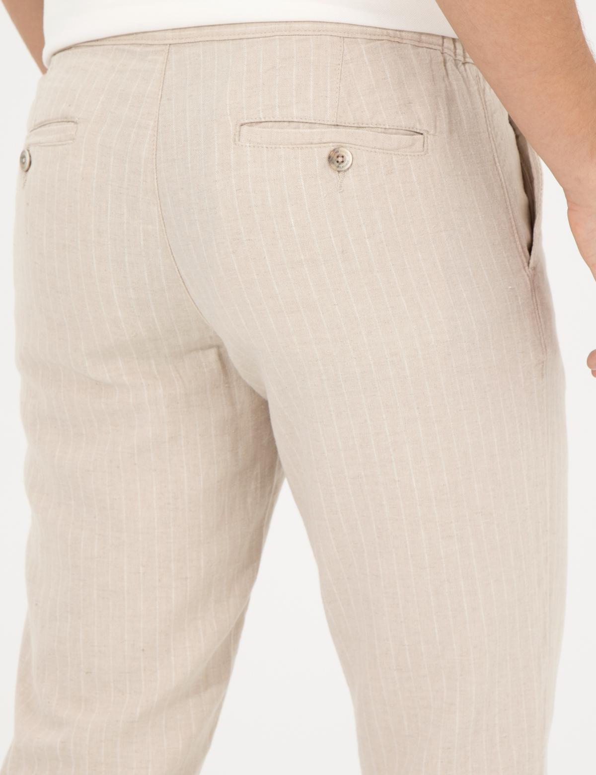 Bej Slim Fit Kanvas Pantolon - 50246876004