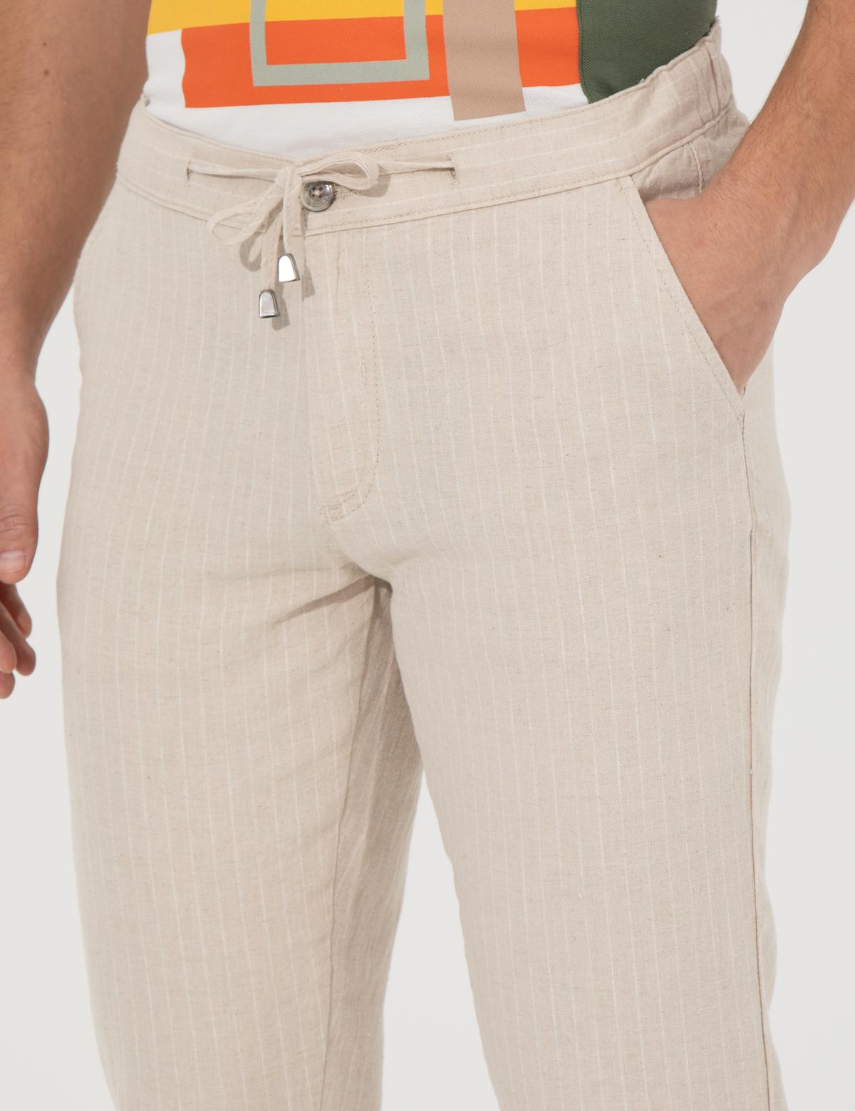 Bej Slim Fit Kanvas Pantolon - 50246876004