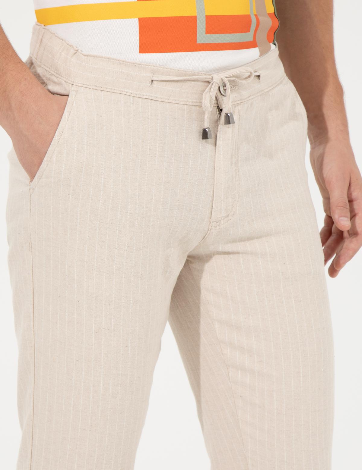 Bej Slim Fit Kanvas Pantolon - 50246876004