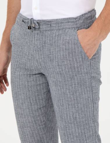 Lacivert Slim Fit Kanvas Pantolon