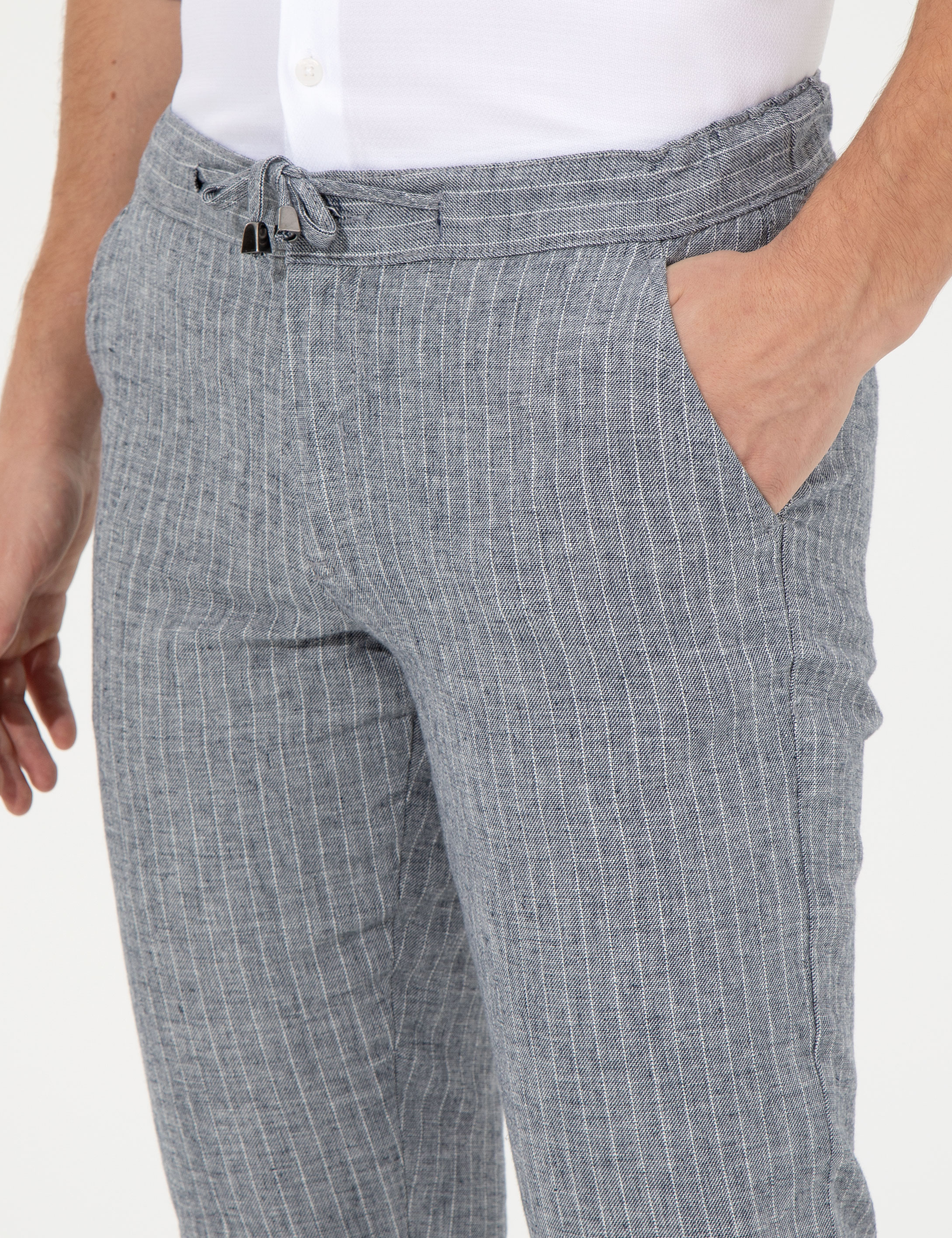 Lacivert Slim Fit Kanvas Pantolon - Image 6