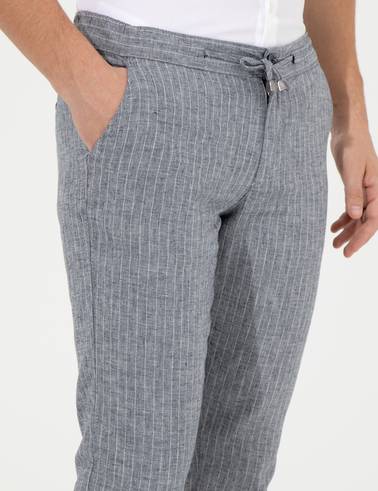 Lacivert Slim Fit Kanvas Pantolon