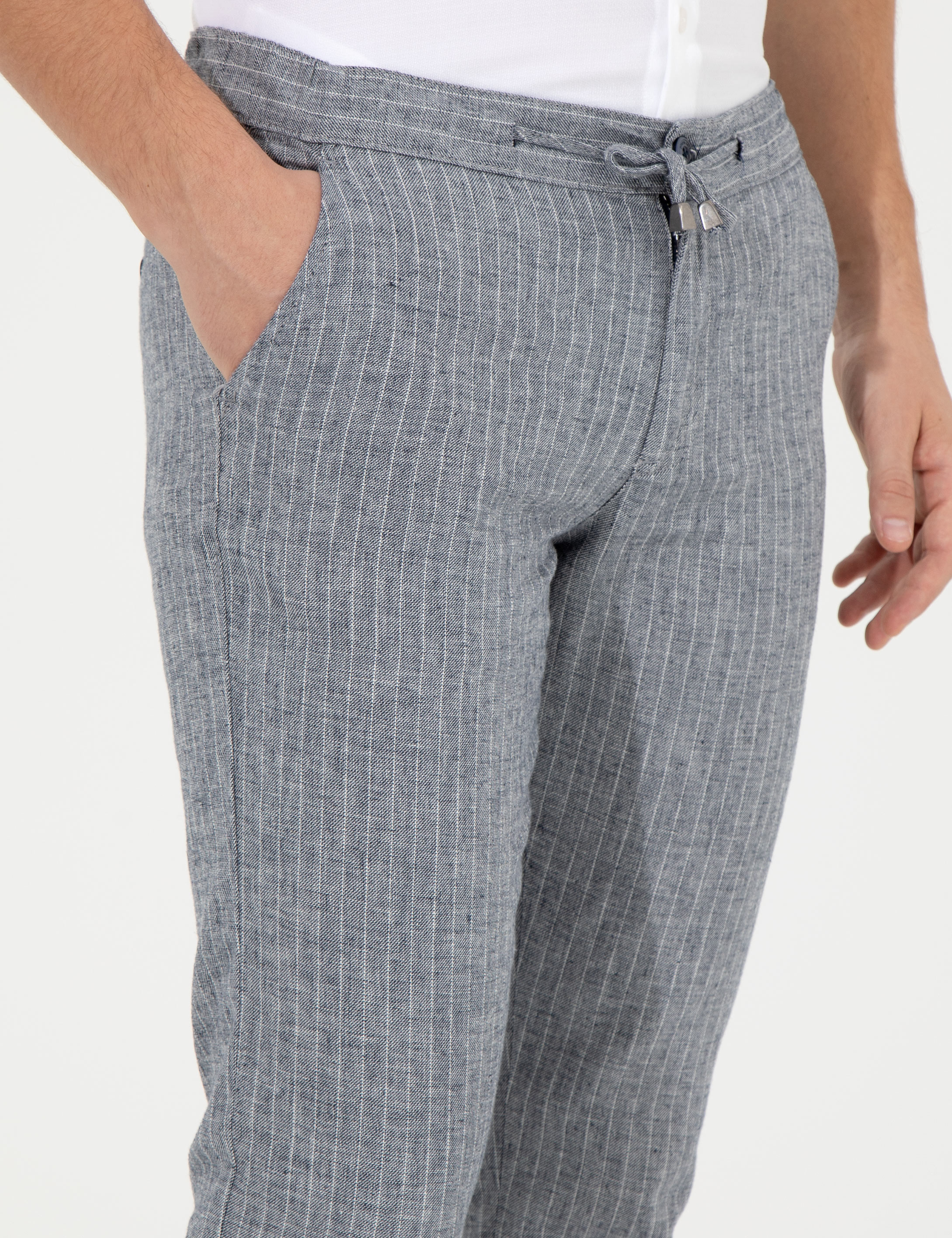 Lacivert Slim Fit Kanvas Pantolon - Image 5