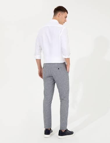 Lacivert Slim Fit Kanvas Pantolon
