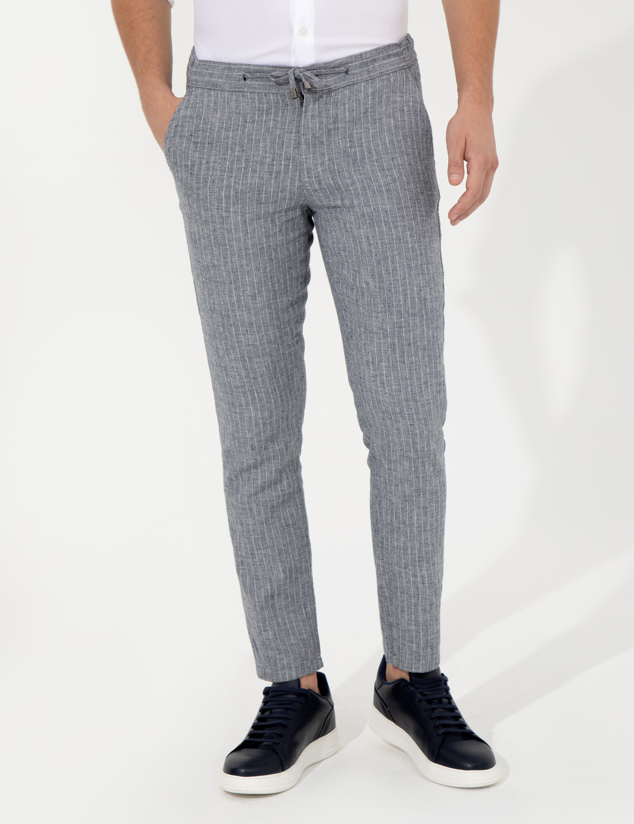 Lacivert Slim Fit Kanvas Pantolon - Image 2